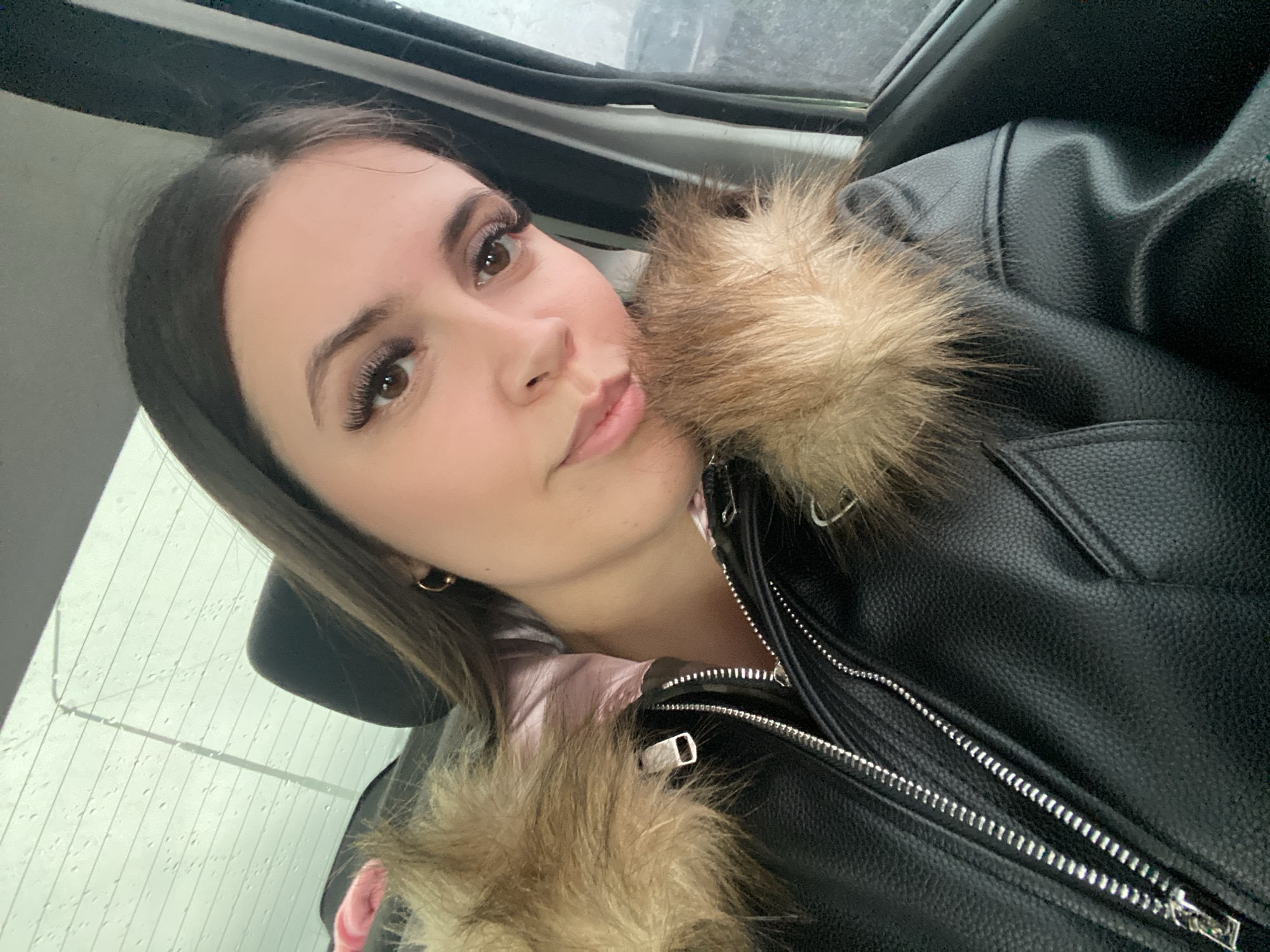 Woman takes selfie in snow in Chaikovsky, Russia