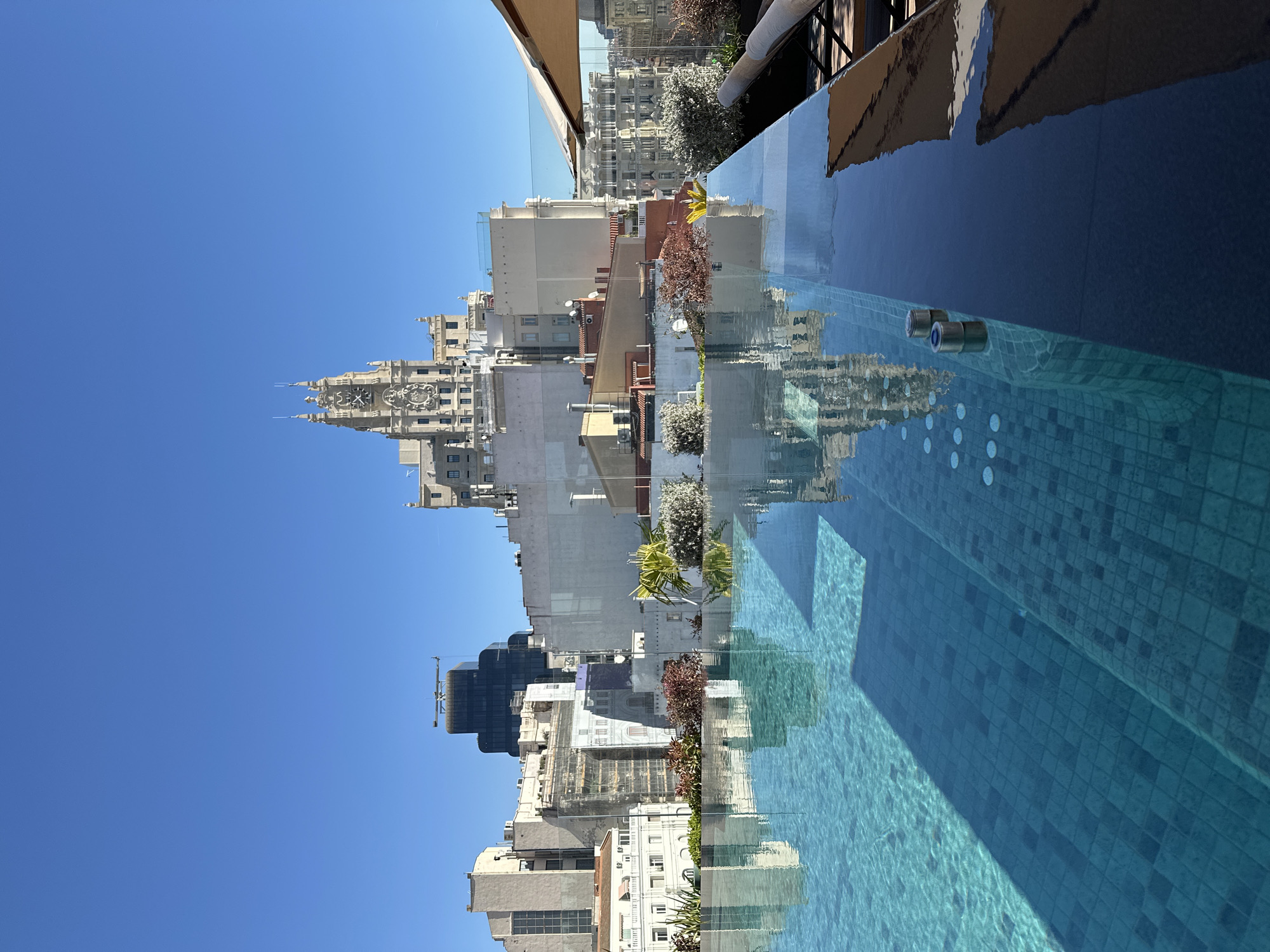 Madrid rooftop hotel breakfast and pool deck documented