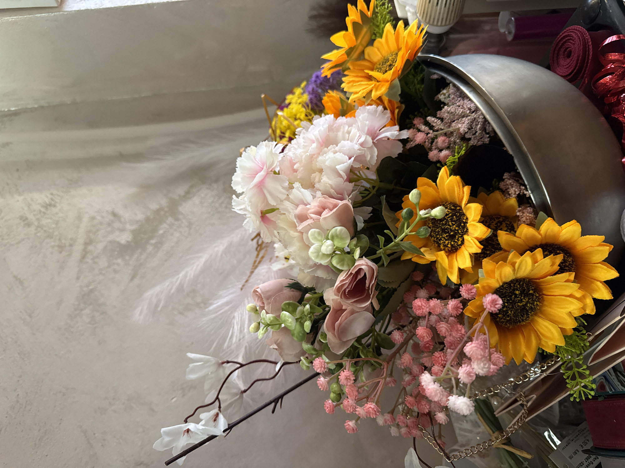 Decorative floral arrangement spotted in Sofia Bulgaria