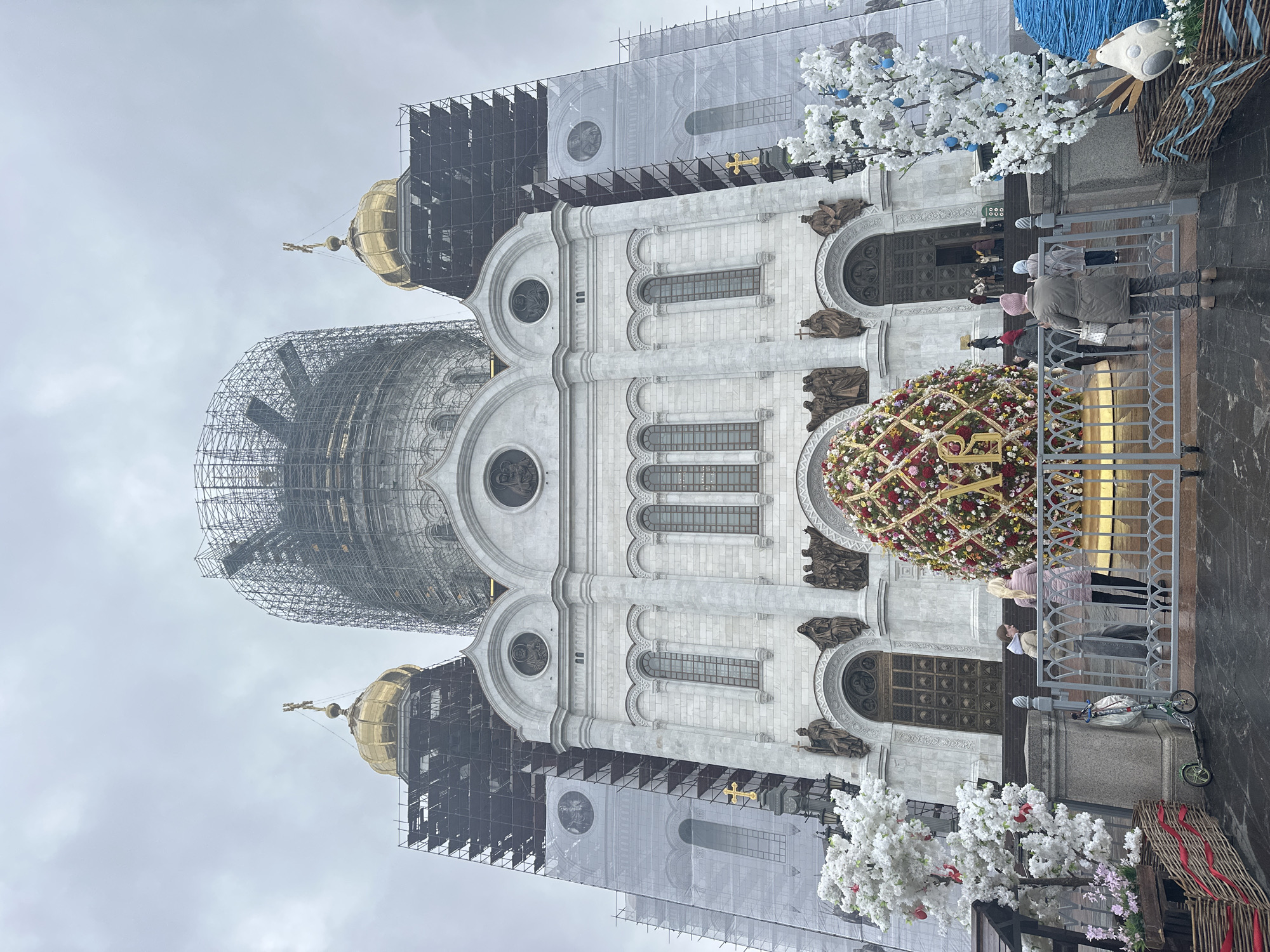 Cathedral of Christ the Savior observed under overcast Moscow sky