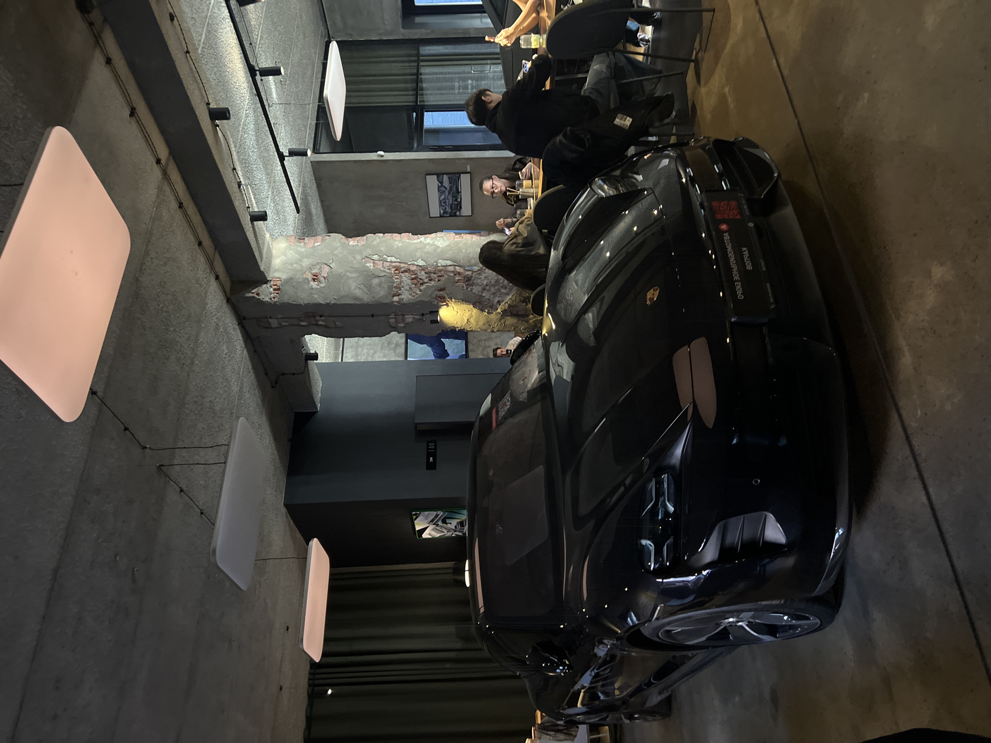 Car displayed inside Saint Petersburg restaurant during lunch service