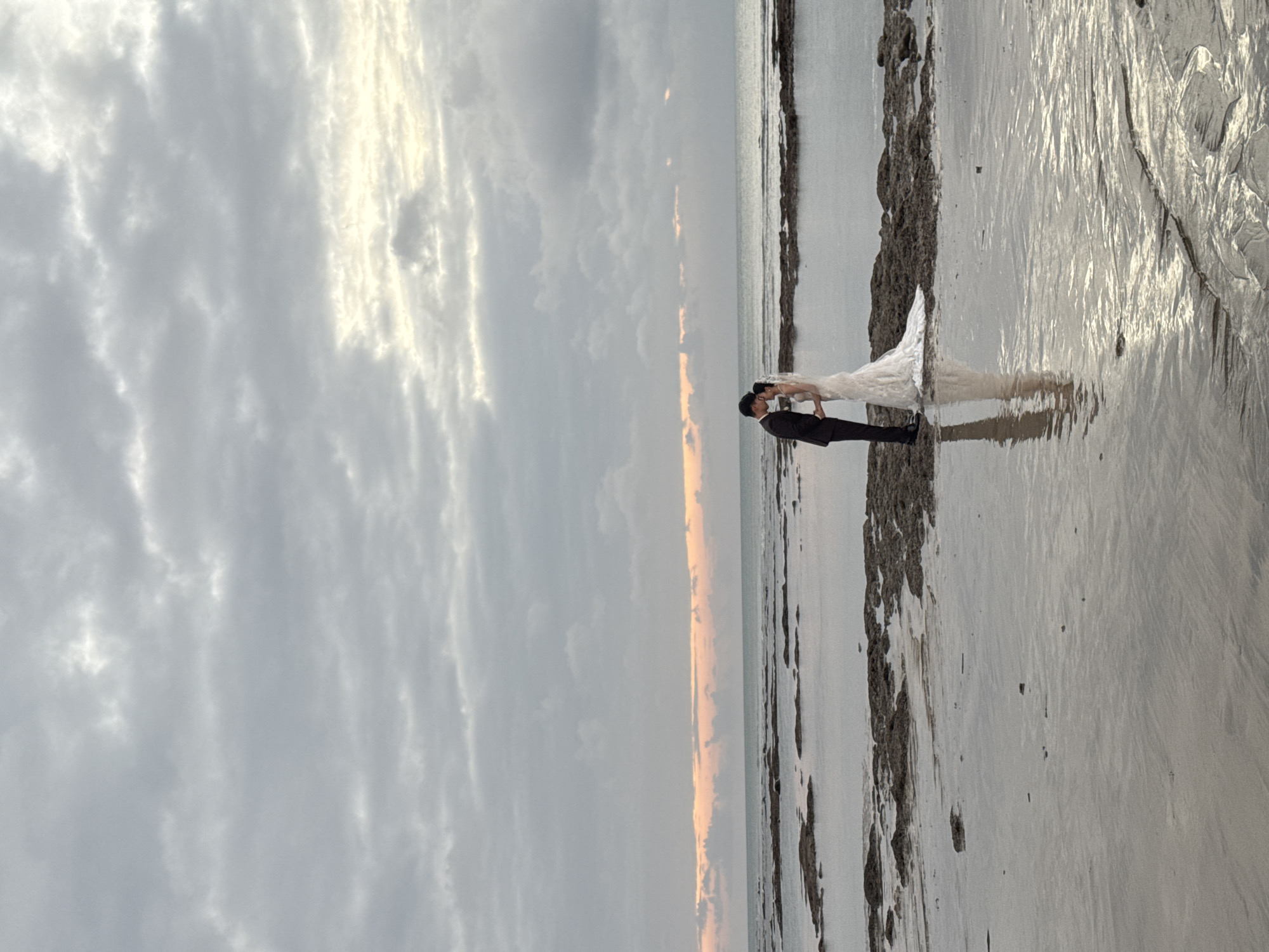 Wedding shoot and beach horses at Kuta Selatan sunset