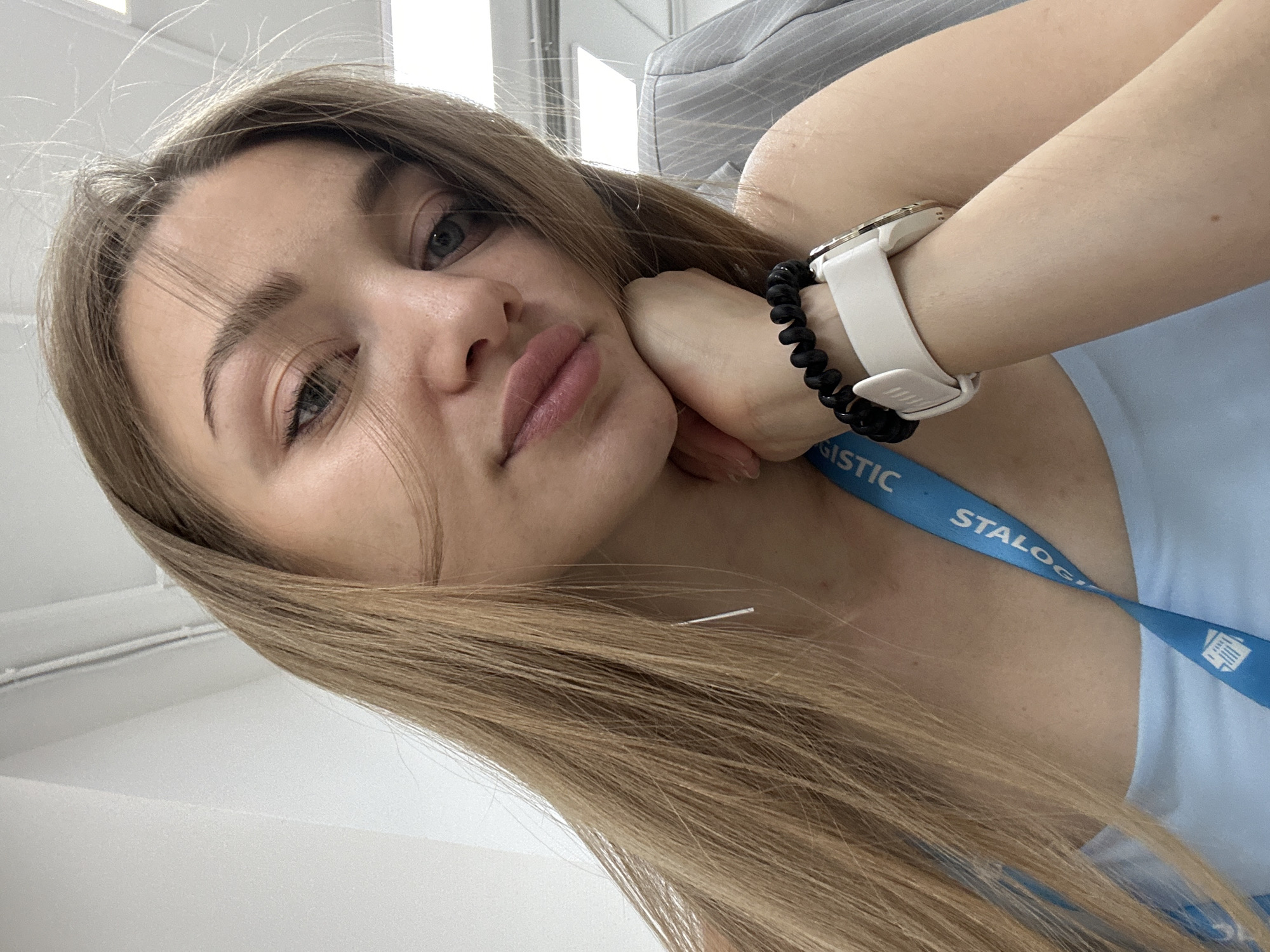 Woman takes morning selfie in Kazan, Russia