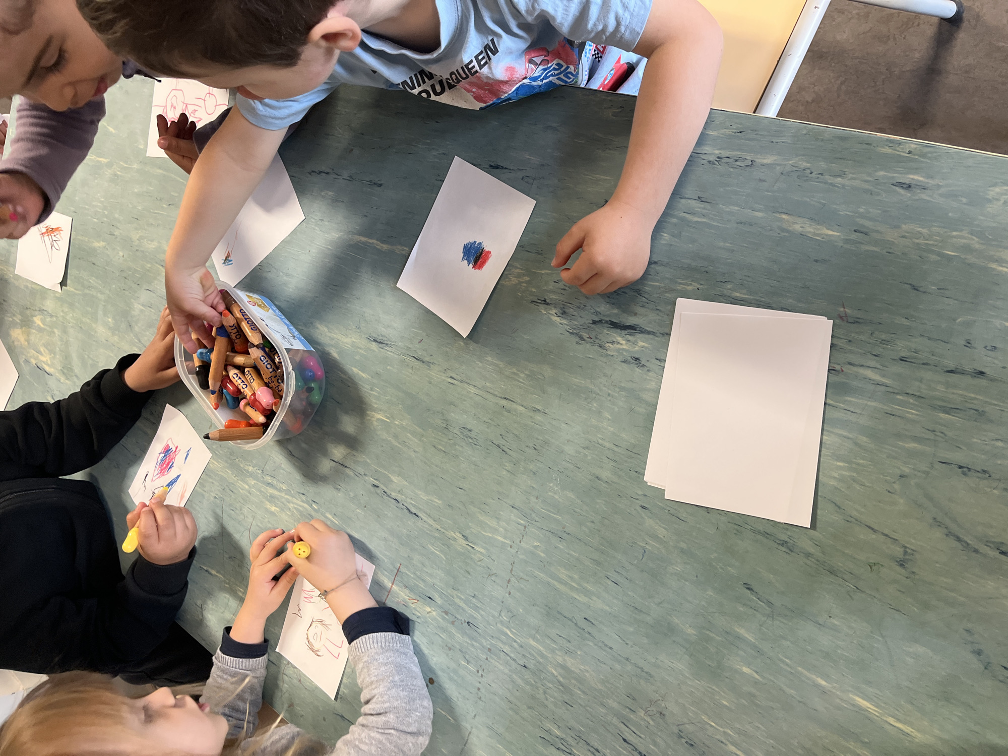 Children engage in morning activities at La Fouillouse school