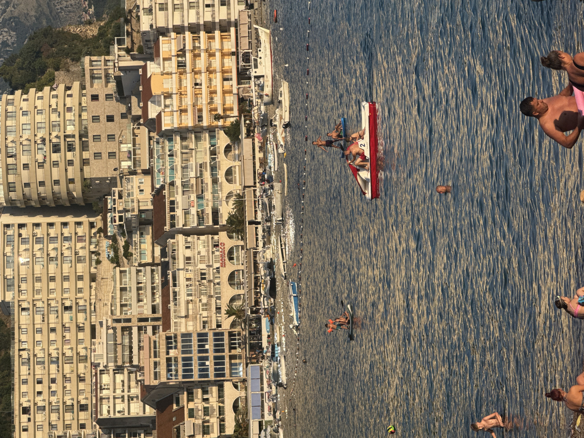 Paddleboarding and sunset on the Montenegro Adriatic coast