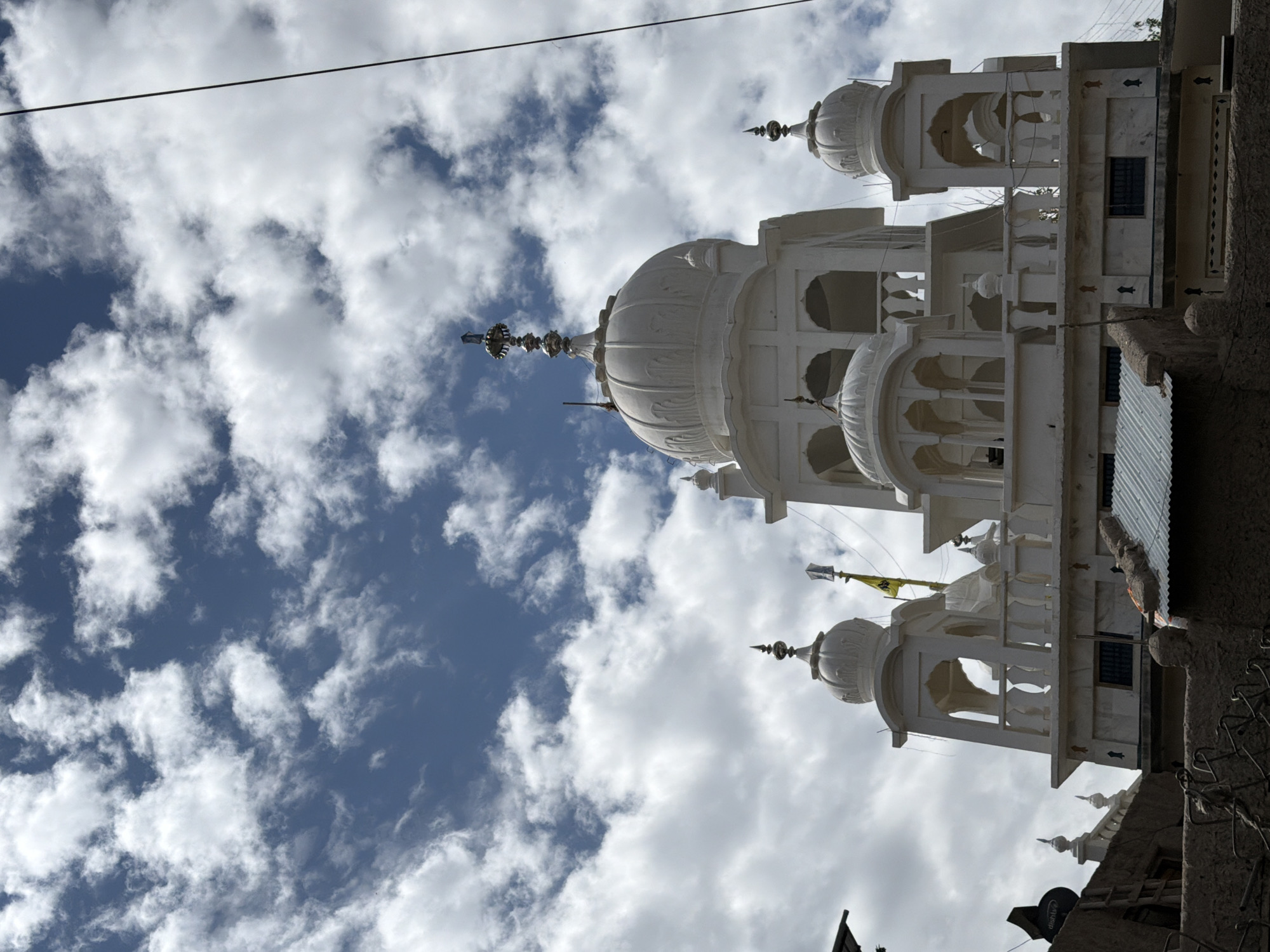 Leh's monasteries, gurdwara, and palace on a cloudy morning