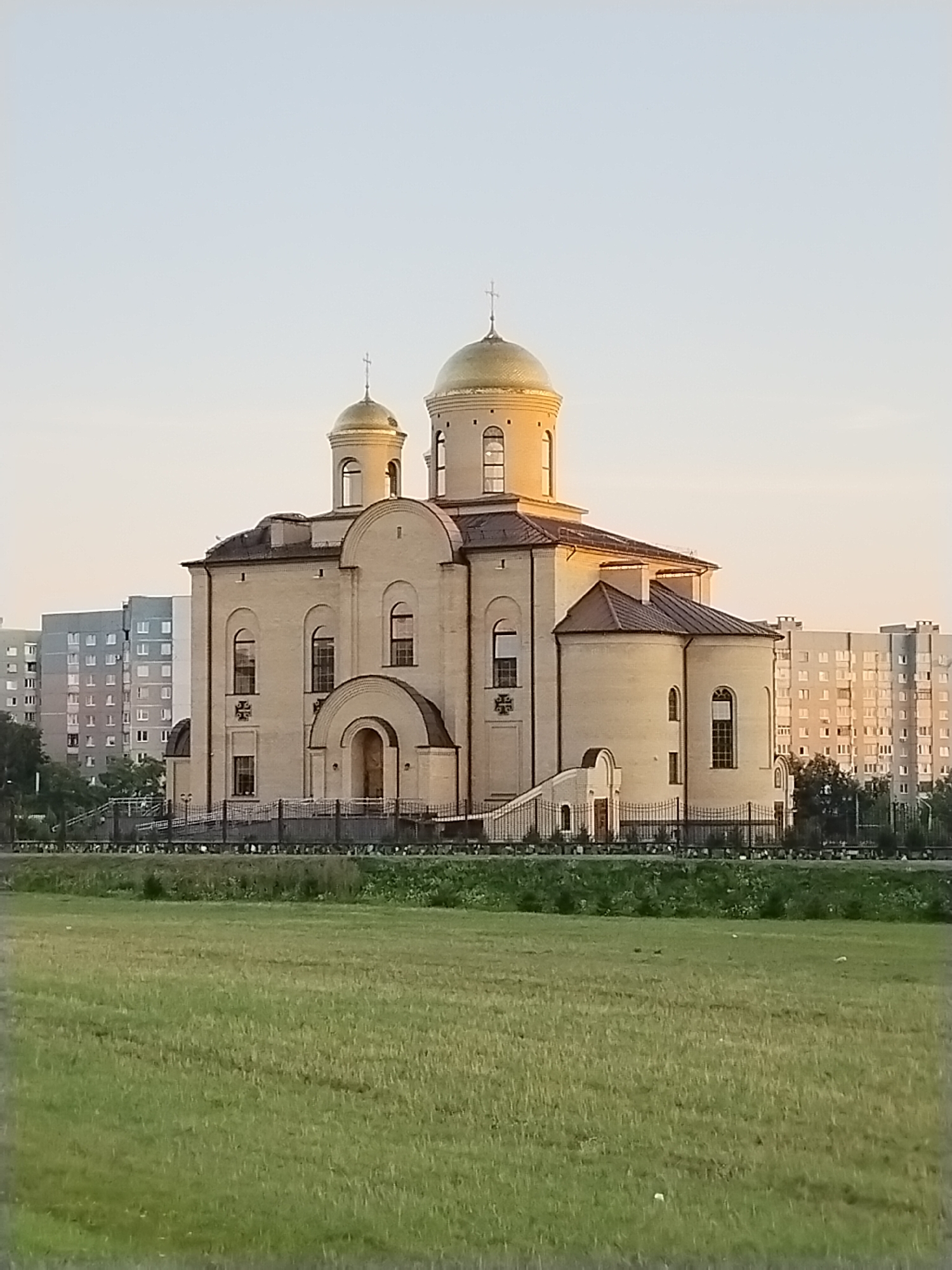Streets and landmarks of Hrodna at golden hour