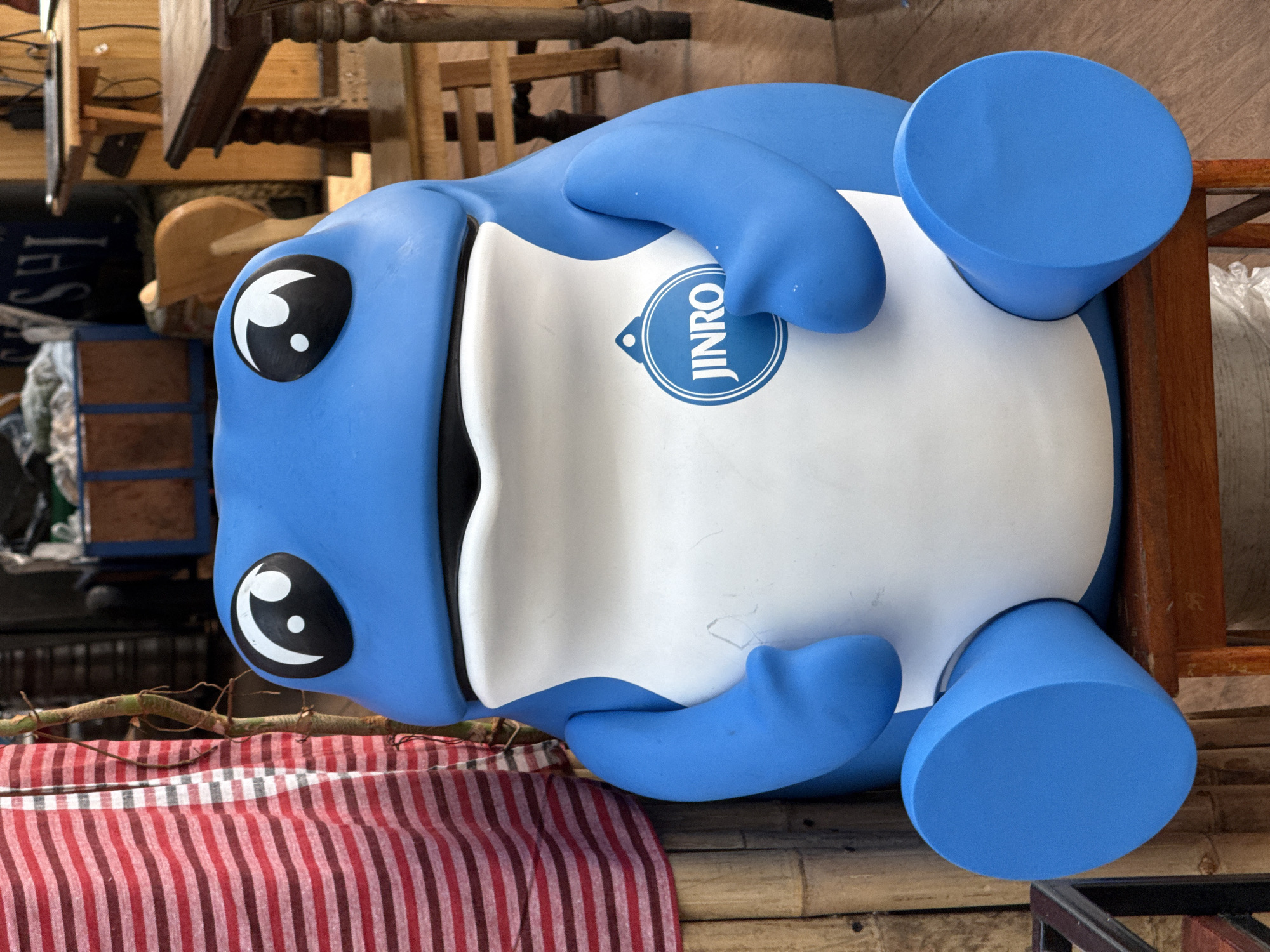 Promotional displays spotted in Bangkok including JINRO frog, tropical mannequin