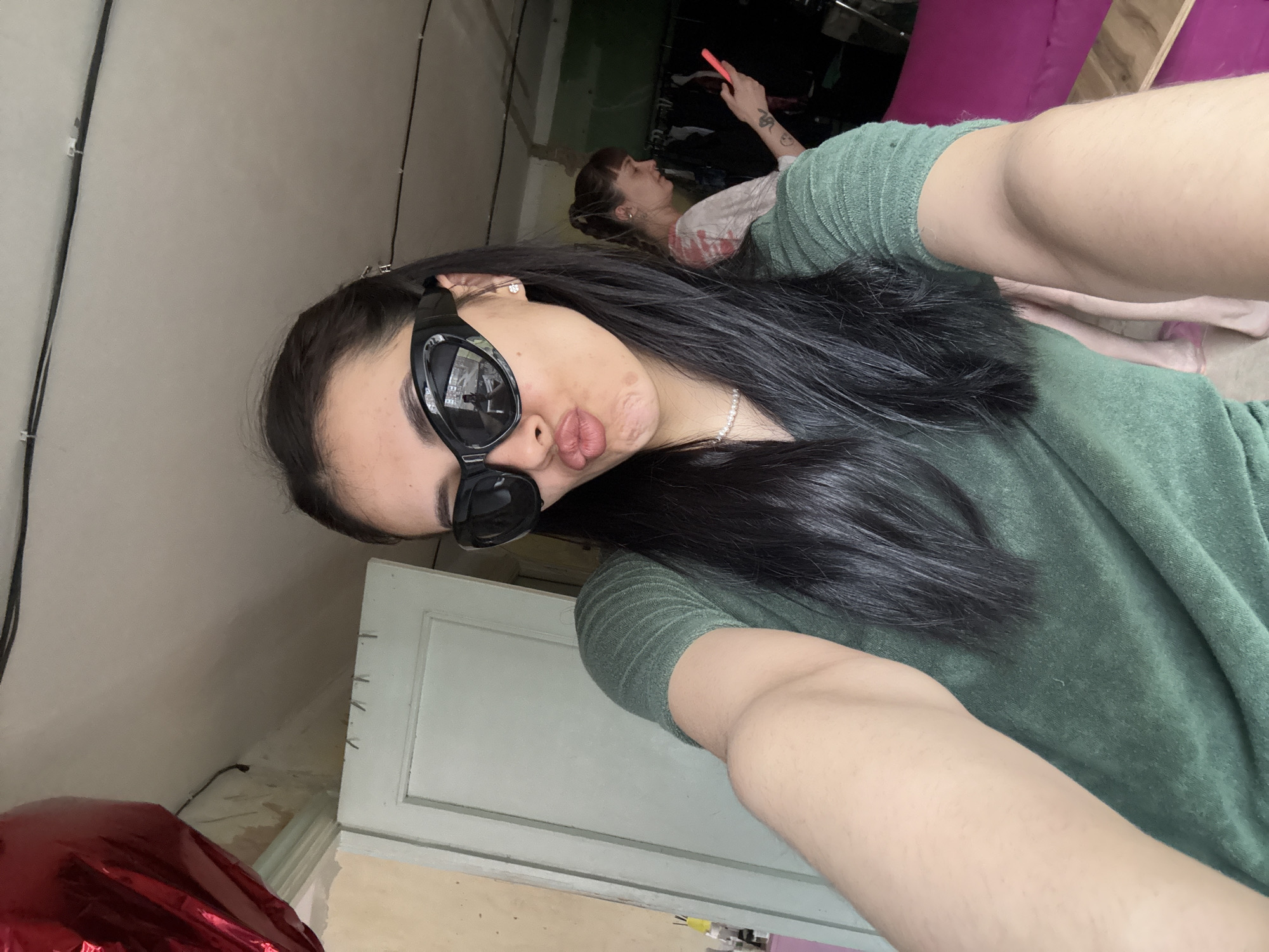Woman takes morning selfie in Votkinsk, Russia