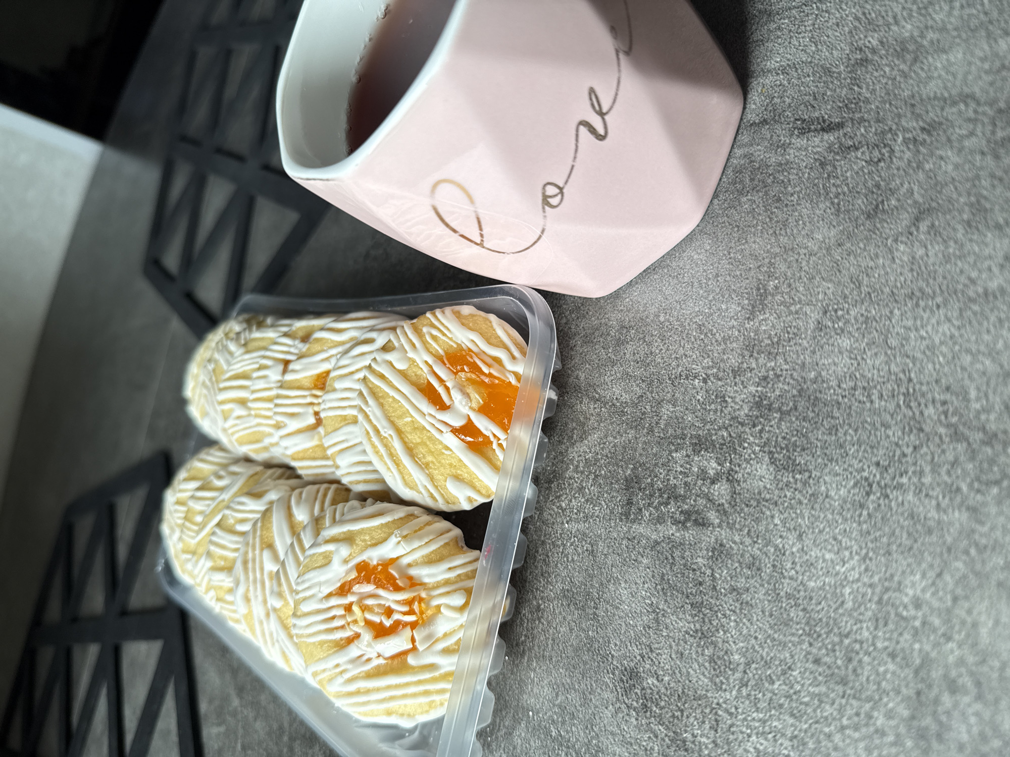 Decorated cookies and love mug captured in Kamchatka morning