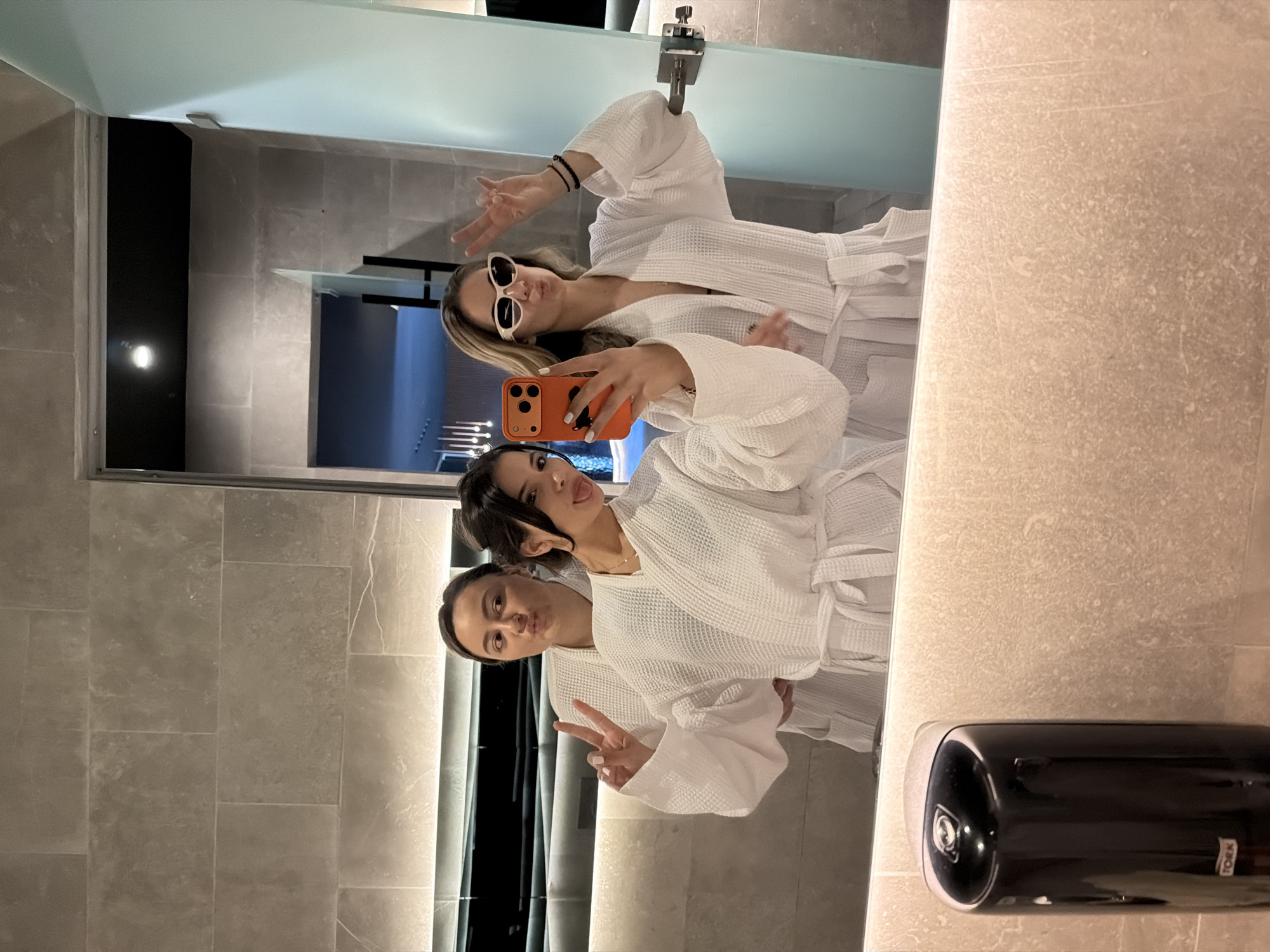 Women take playful spa selfies in Bania, Bulgaria facility