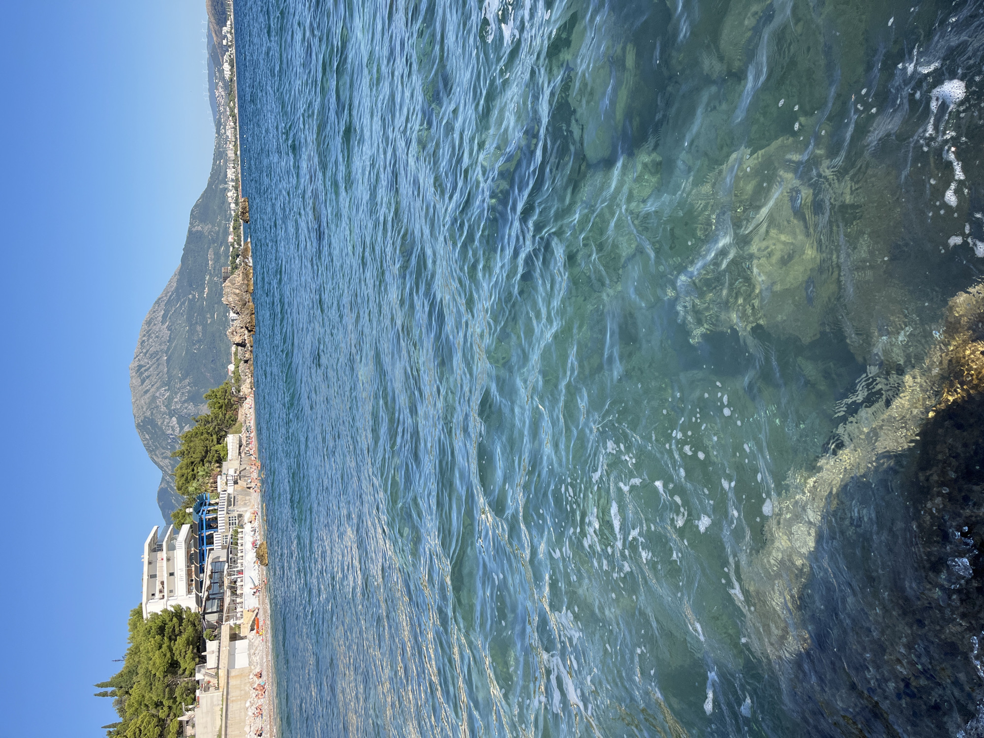 Afternoon at a rocky Adriatic beach in Bar, Montenegro