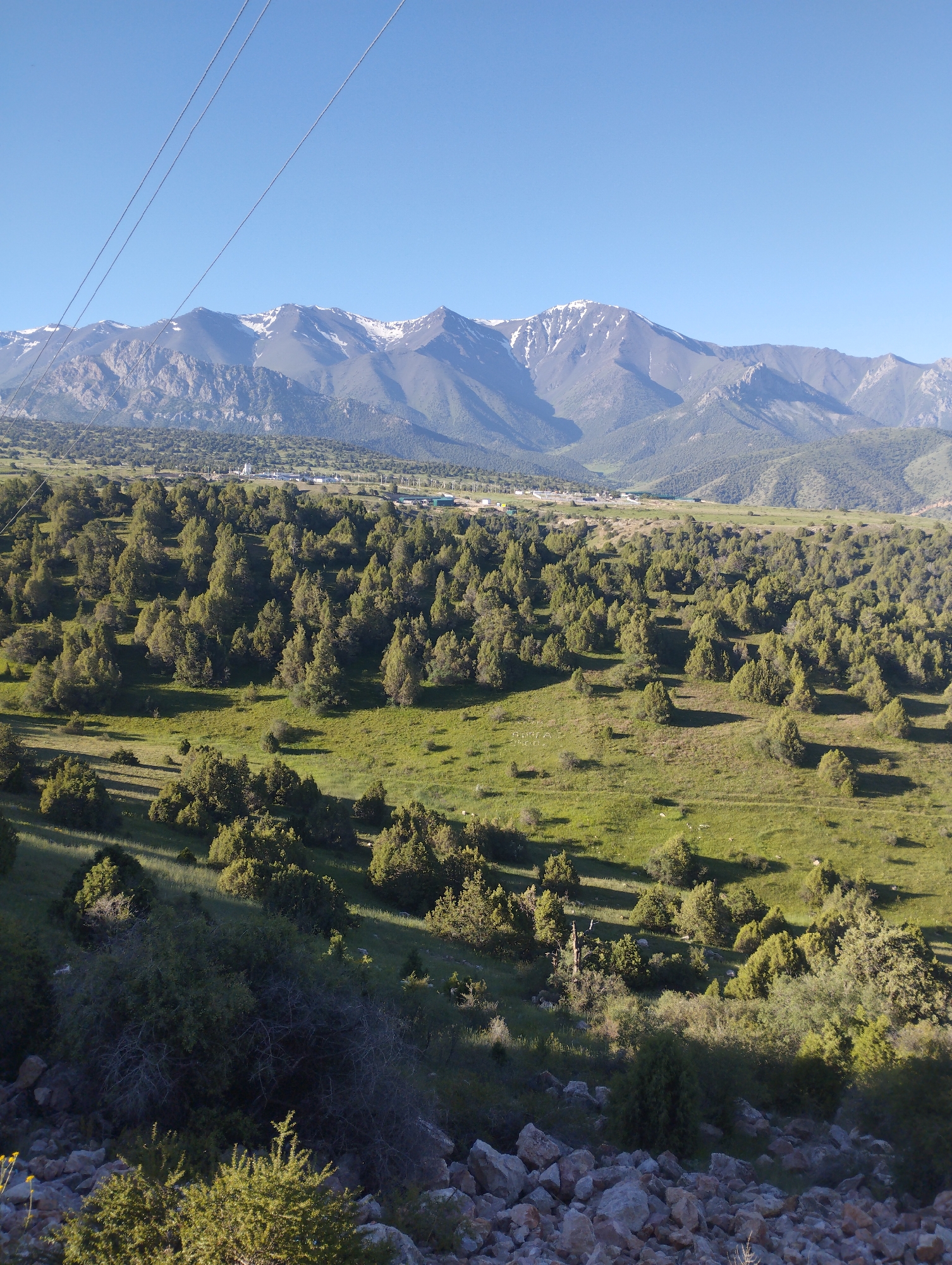 Mountain road stop with valley views near Myk, Uzbekistan