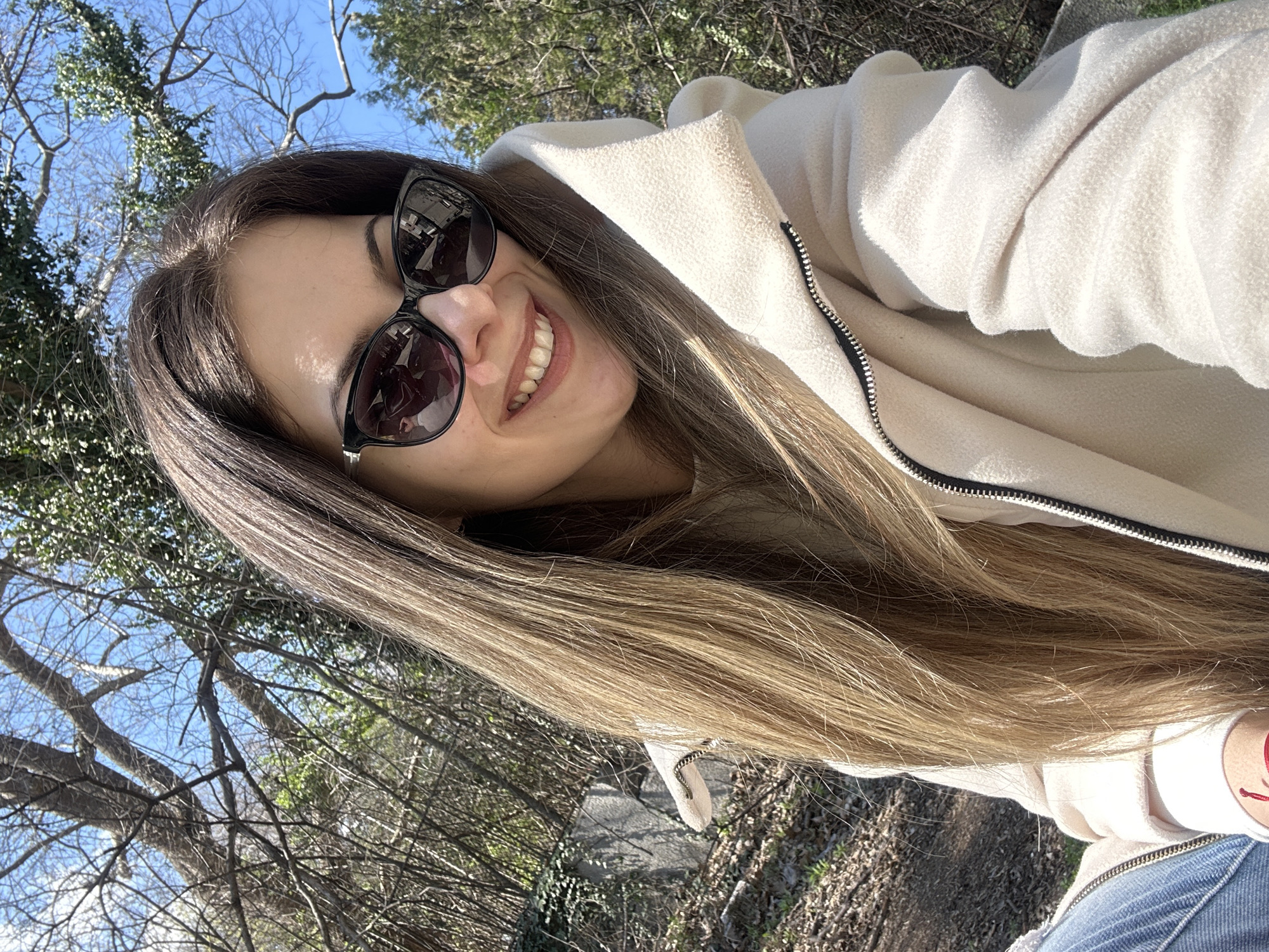 Woman poses with hair product in Stara Zagora park