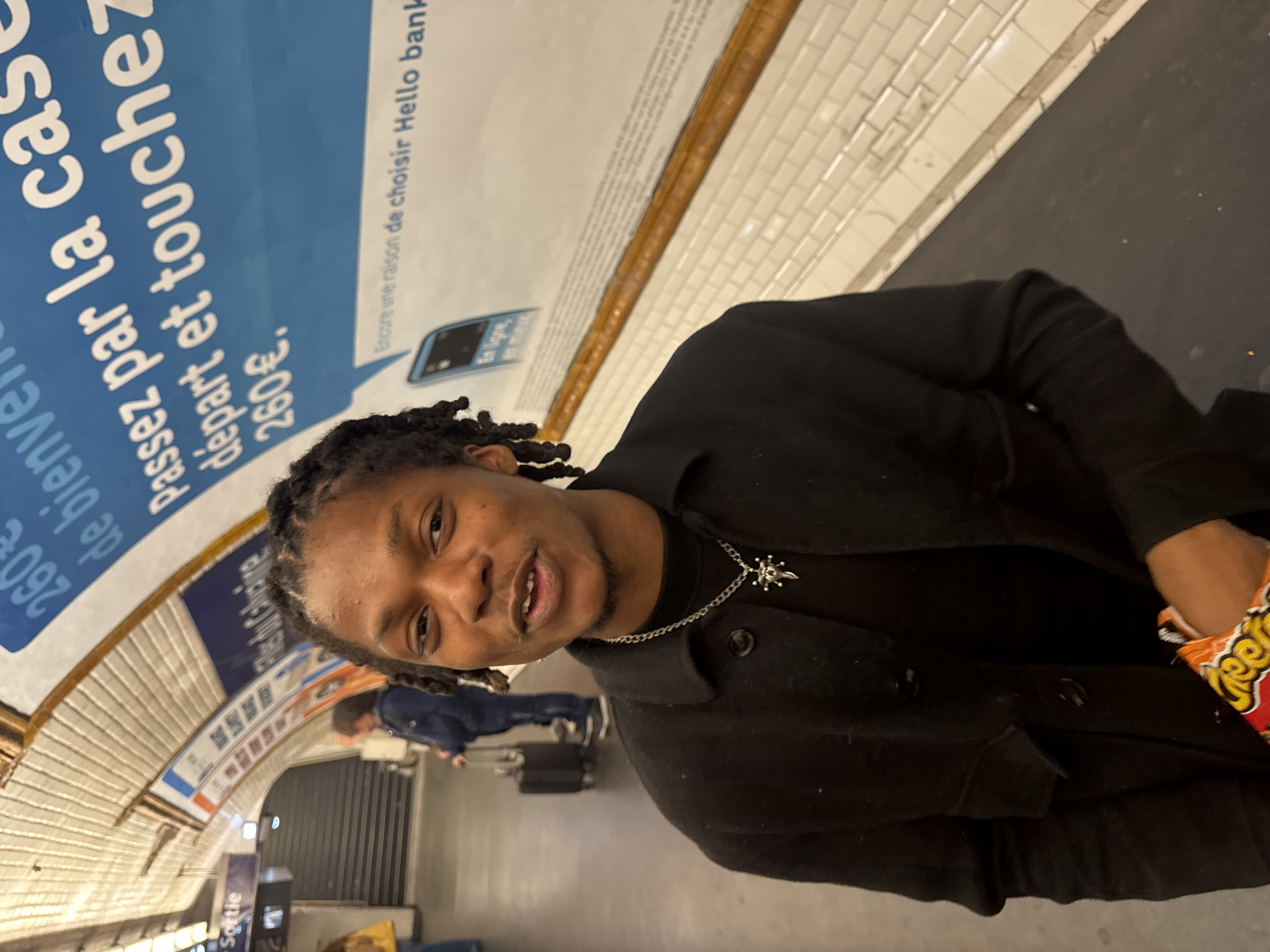 Group gathers at Paris metro station Friday evening