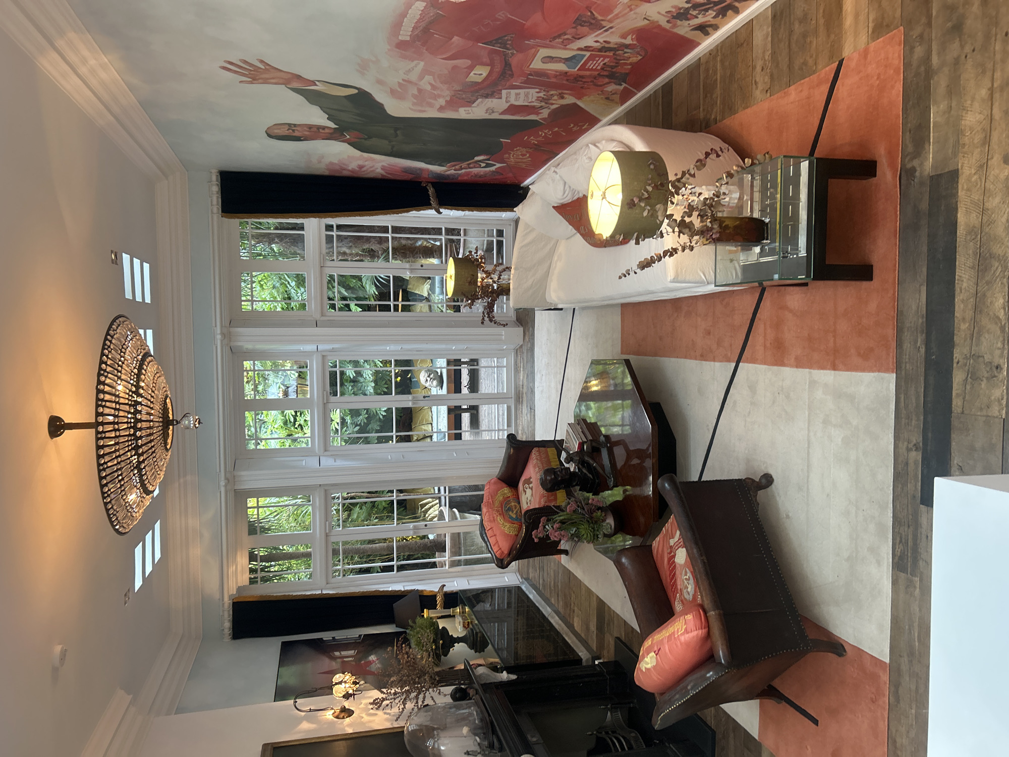 Luxury London interior features mounted zebra, modern design