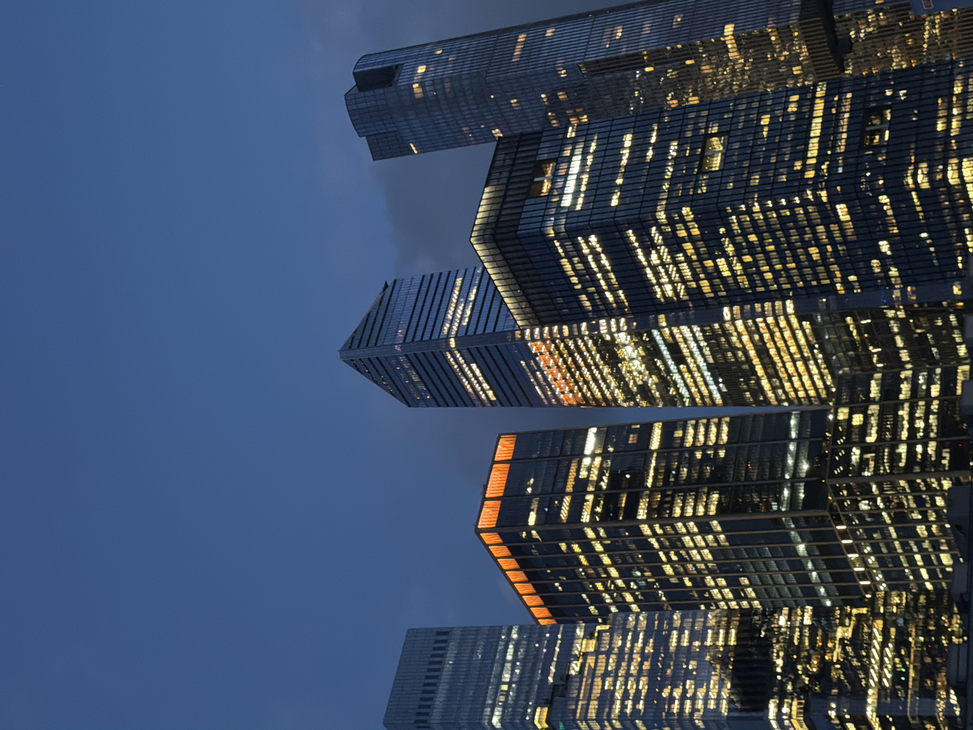 Manhattan skyline at twilight and dusk, Hudson Yards to Midtown