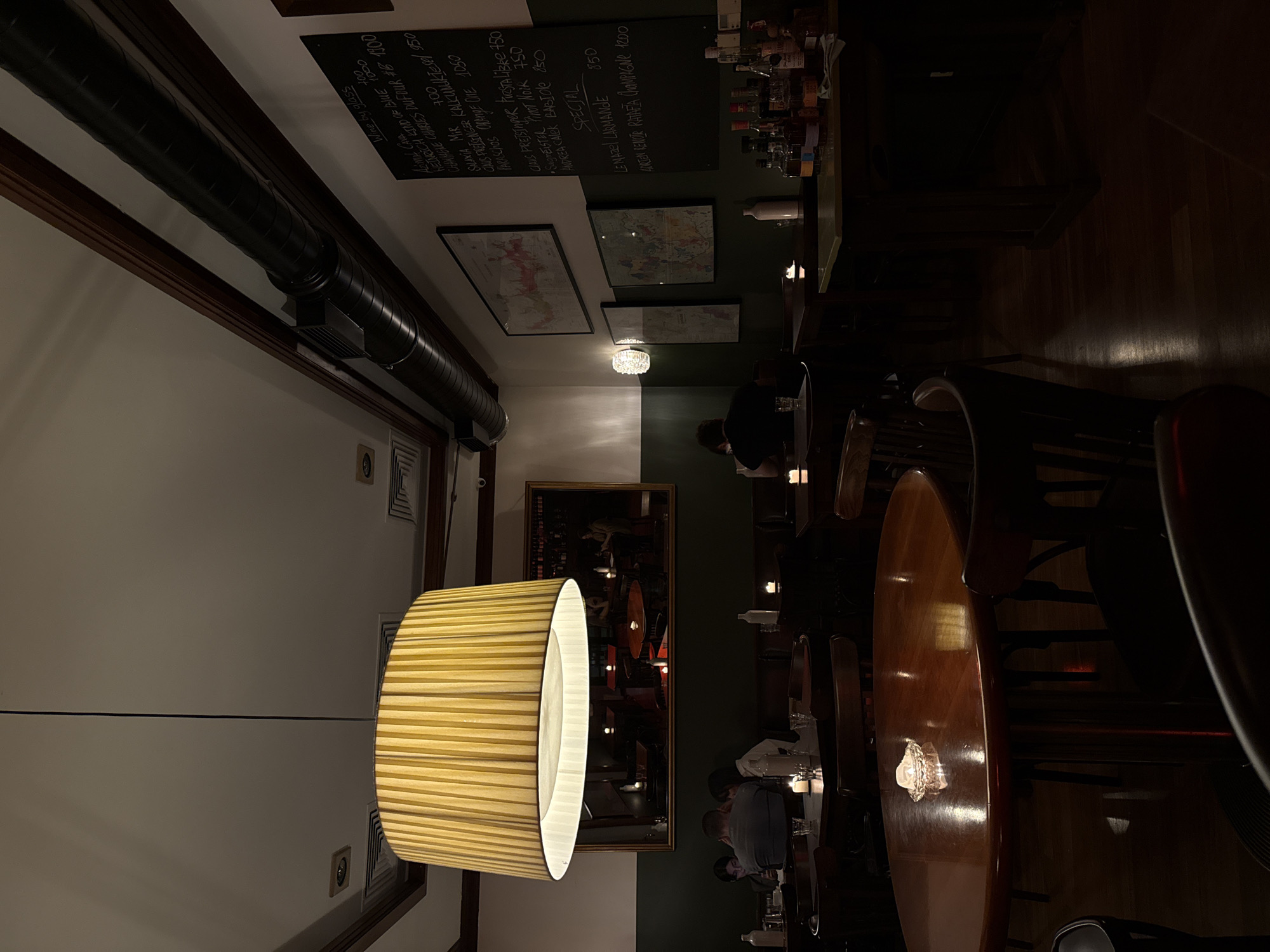 Evening documentation of Belgrade restaurant interior shows modern industrial design