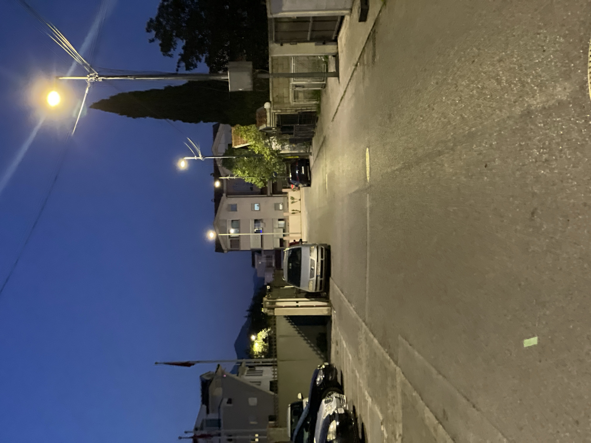 Nighttime street scene documented in Podgorica, Montenegro