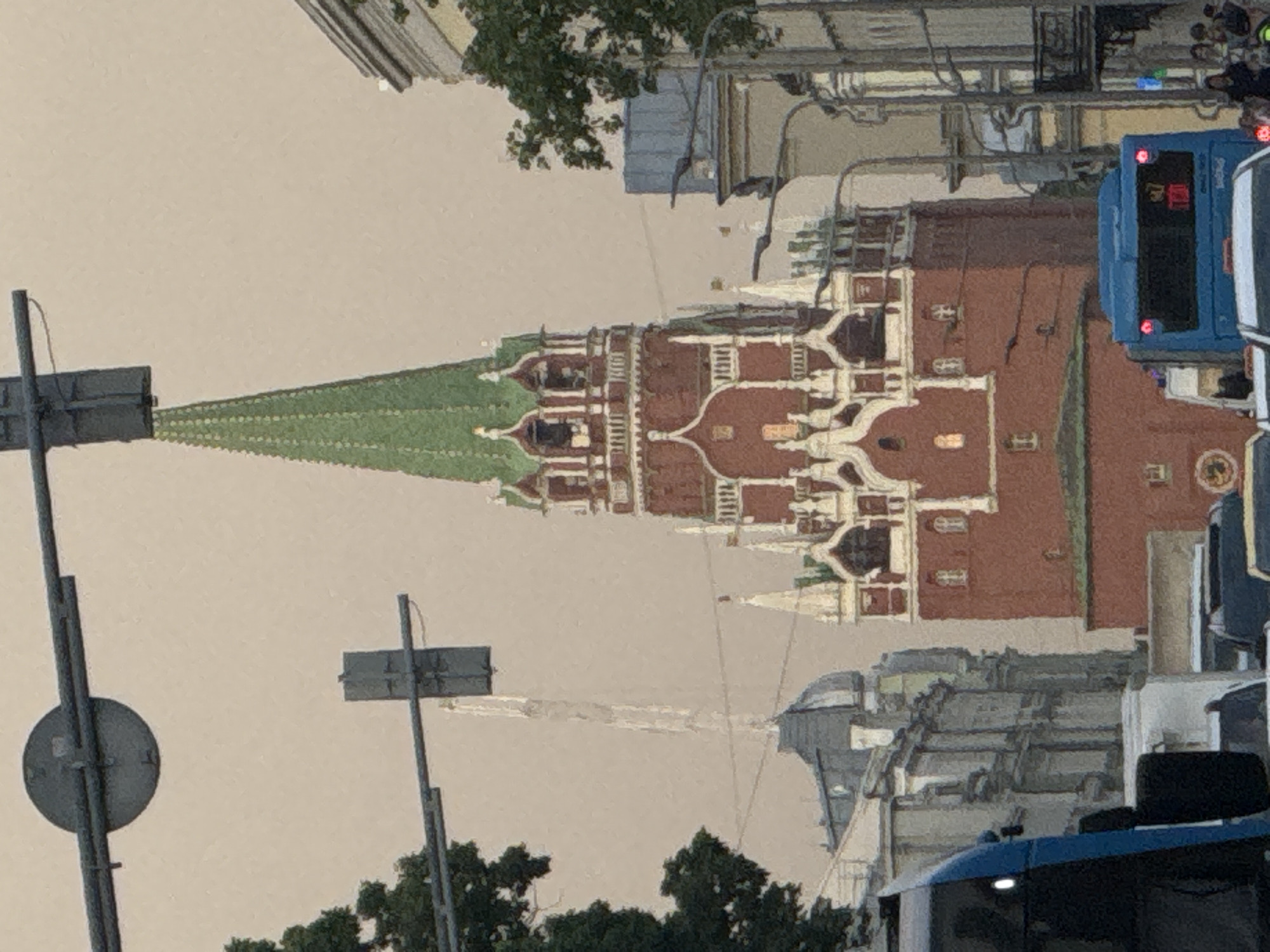 Moscow sunset captured from Kremlin towers to city streets