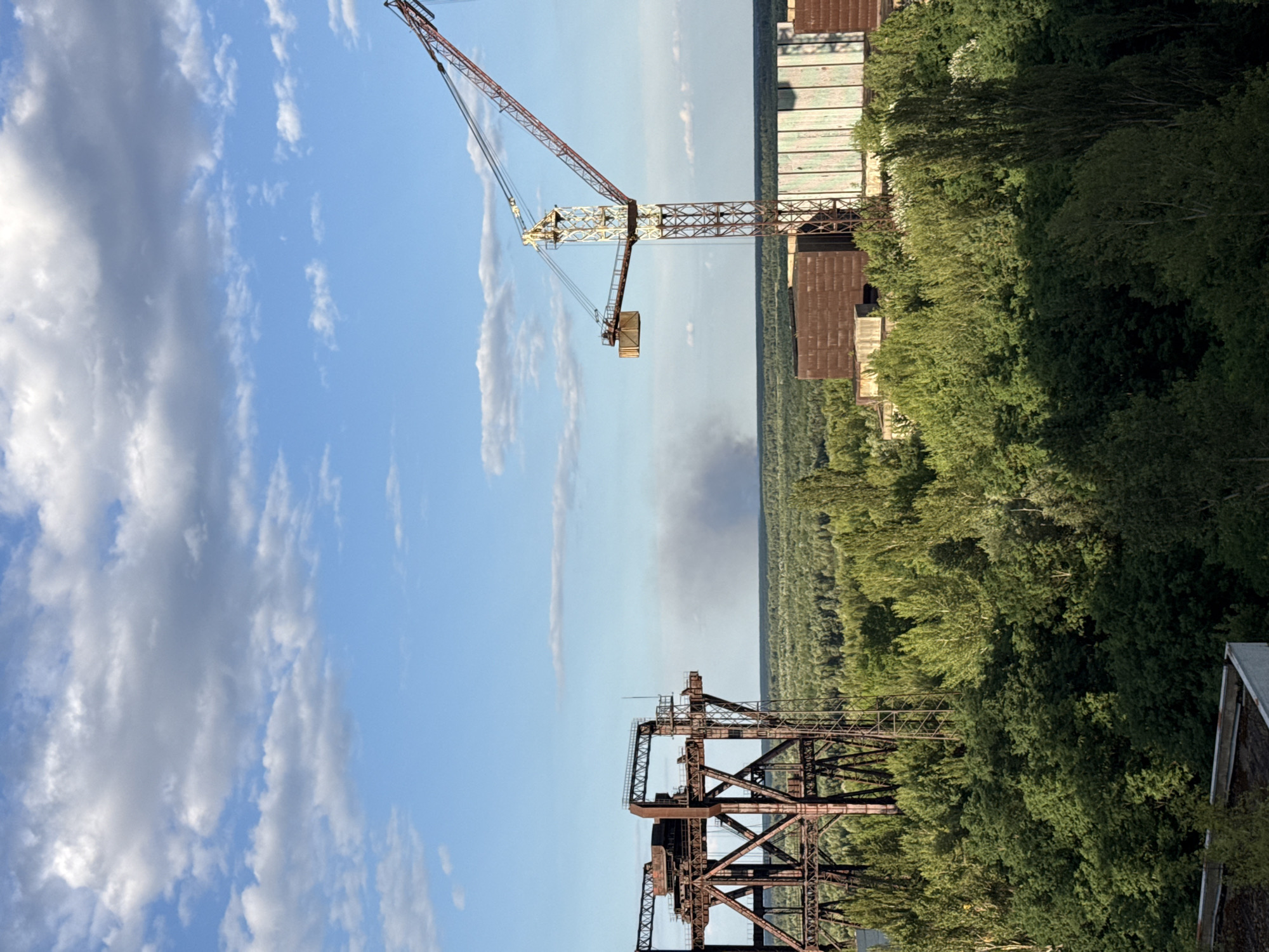 Pryp'yat' industrial skyline viewed from above, mid-summer.
