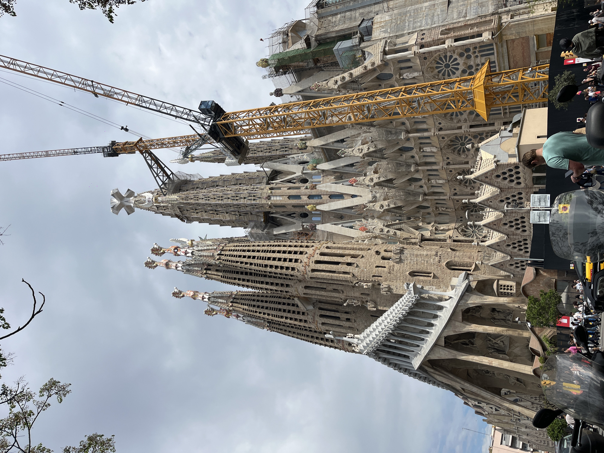 Sagrada Familia construction ongoing with cranes visible in Barcelona