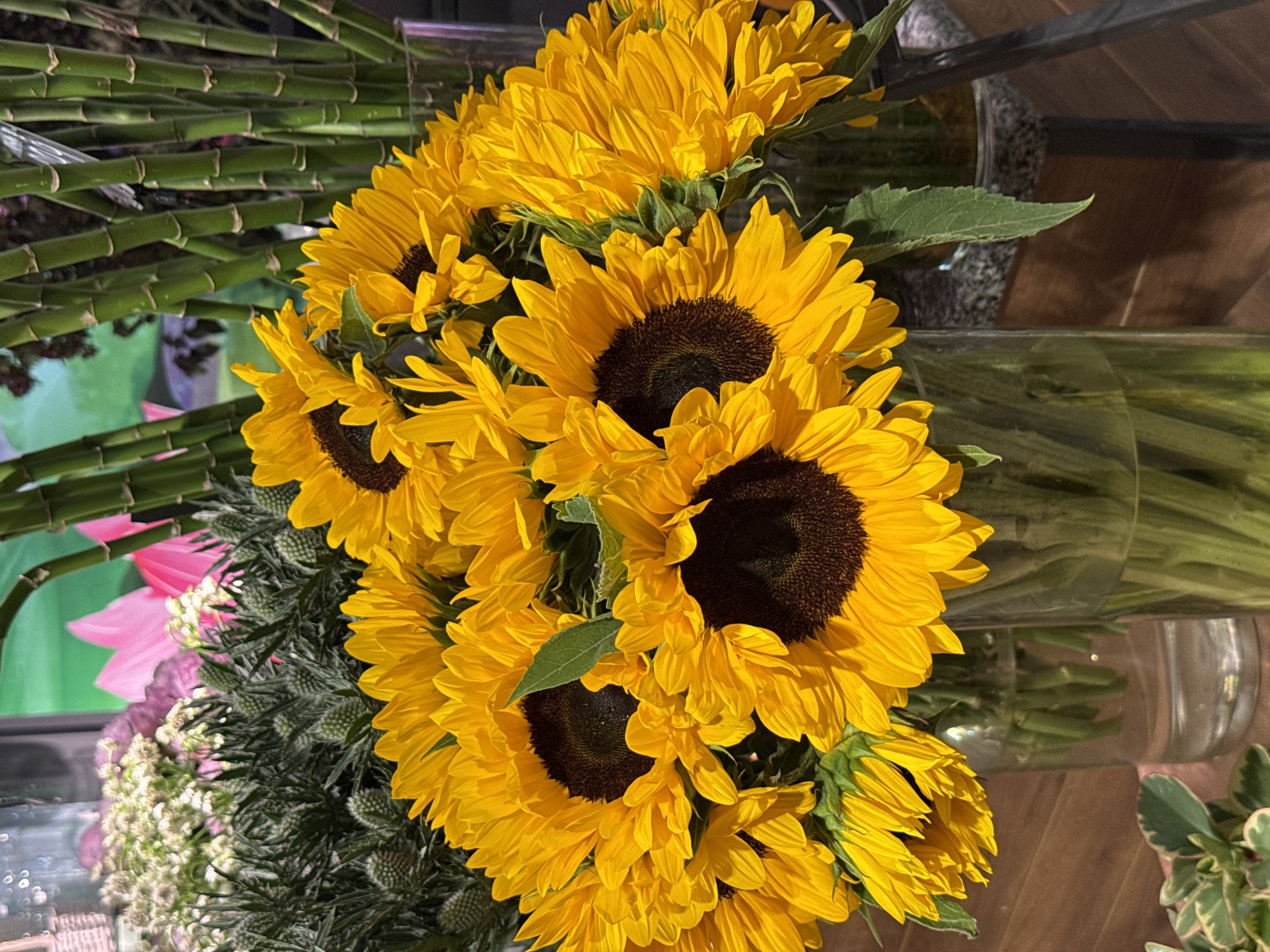 Flowers, balloons, and ice cream hint at a celebration