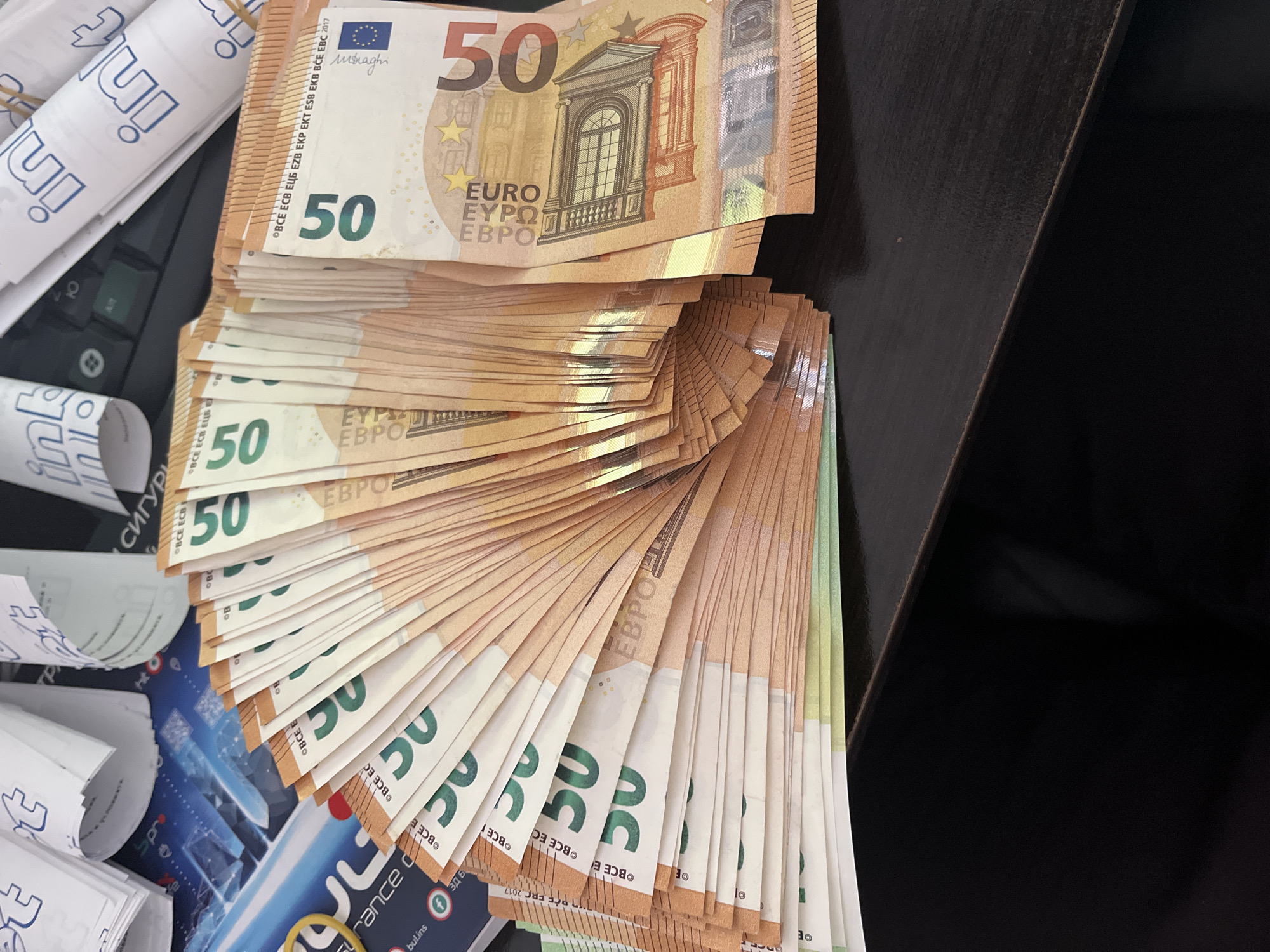 Large euro cash display documented in Bulgarian village