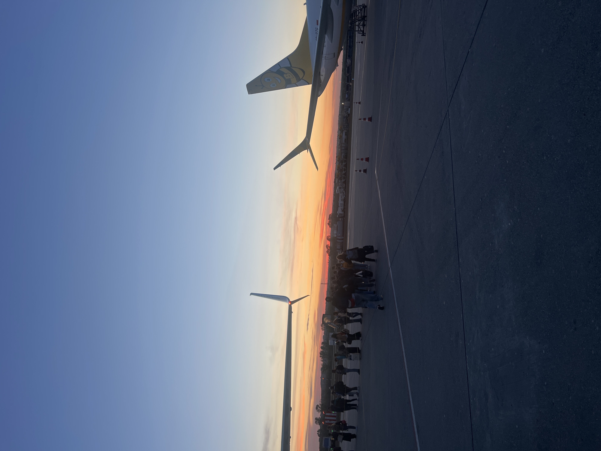 Dramatic twilight colors observed at Budapest airport tarmac