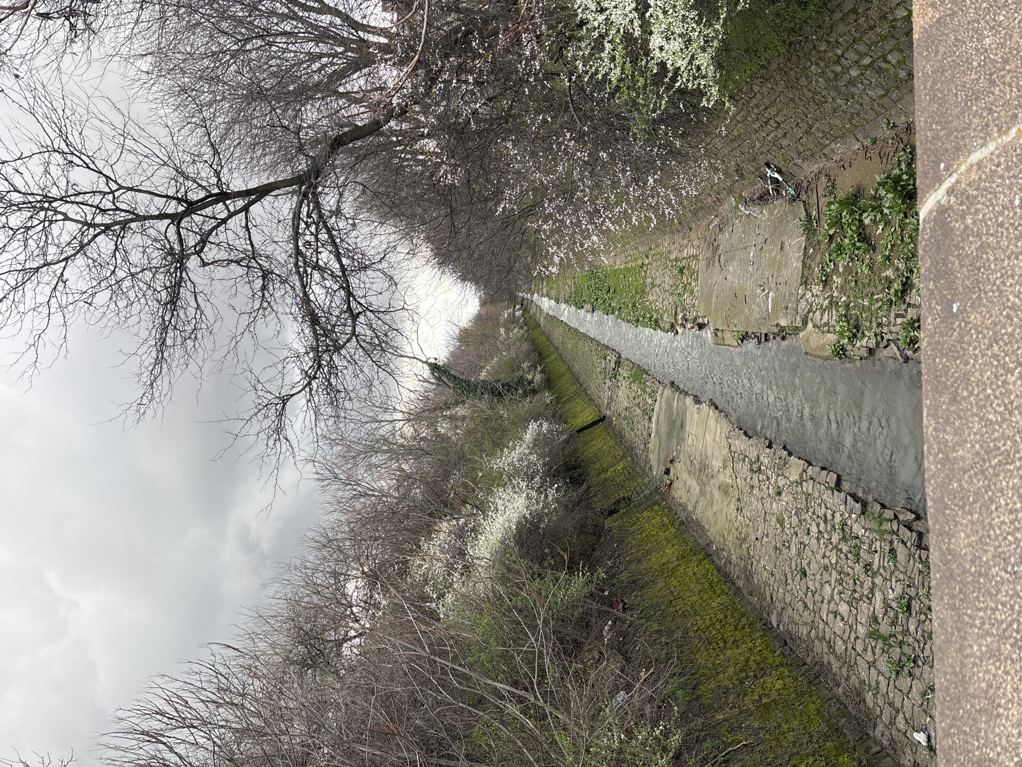 Urban waterway observed from elevated position in Sofia