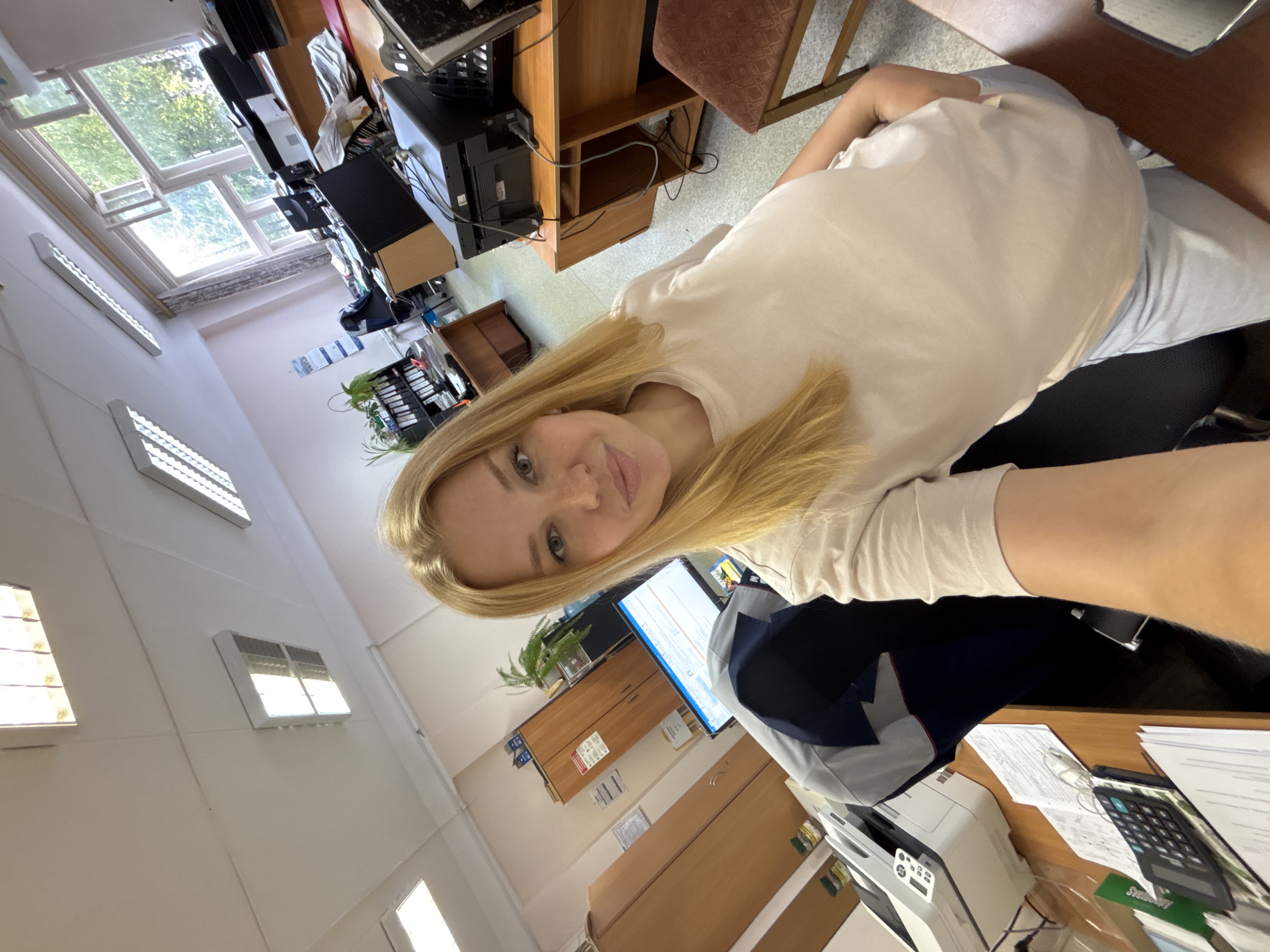 Multiple angles from a quick selfie session in an office