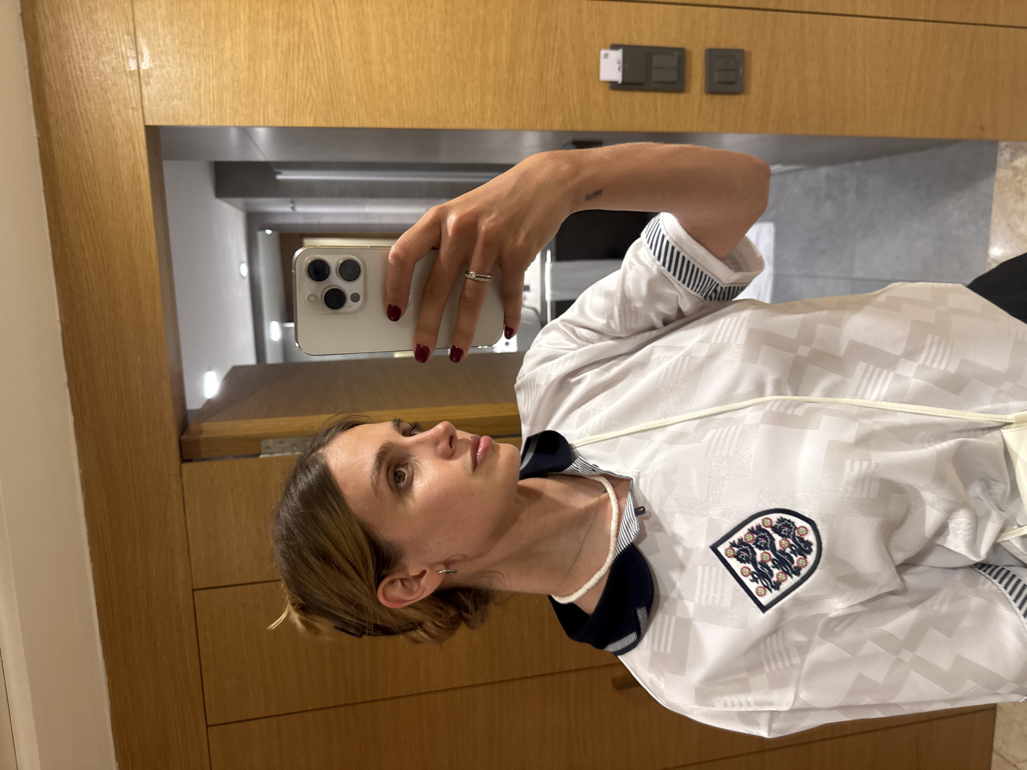 Hotel selfies in Manavgat wearing an England soccer jersey