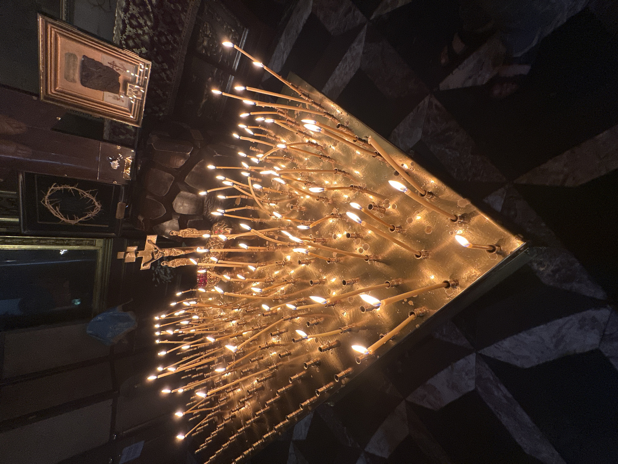 Inside Saint Isaac's Cathedral, candles and columns