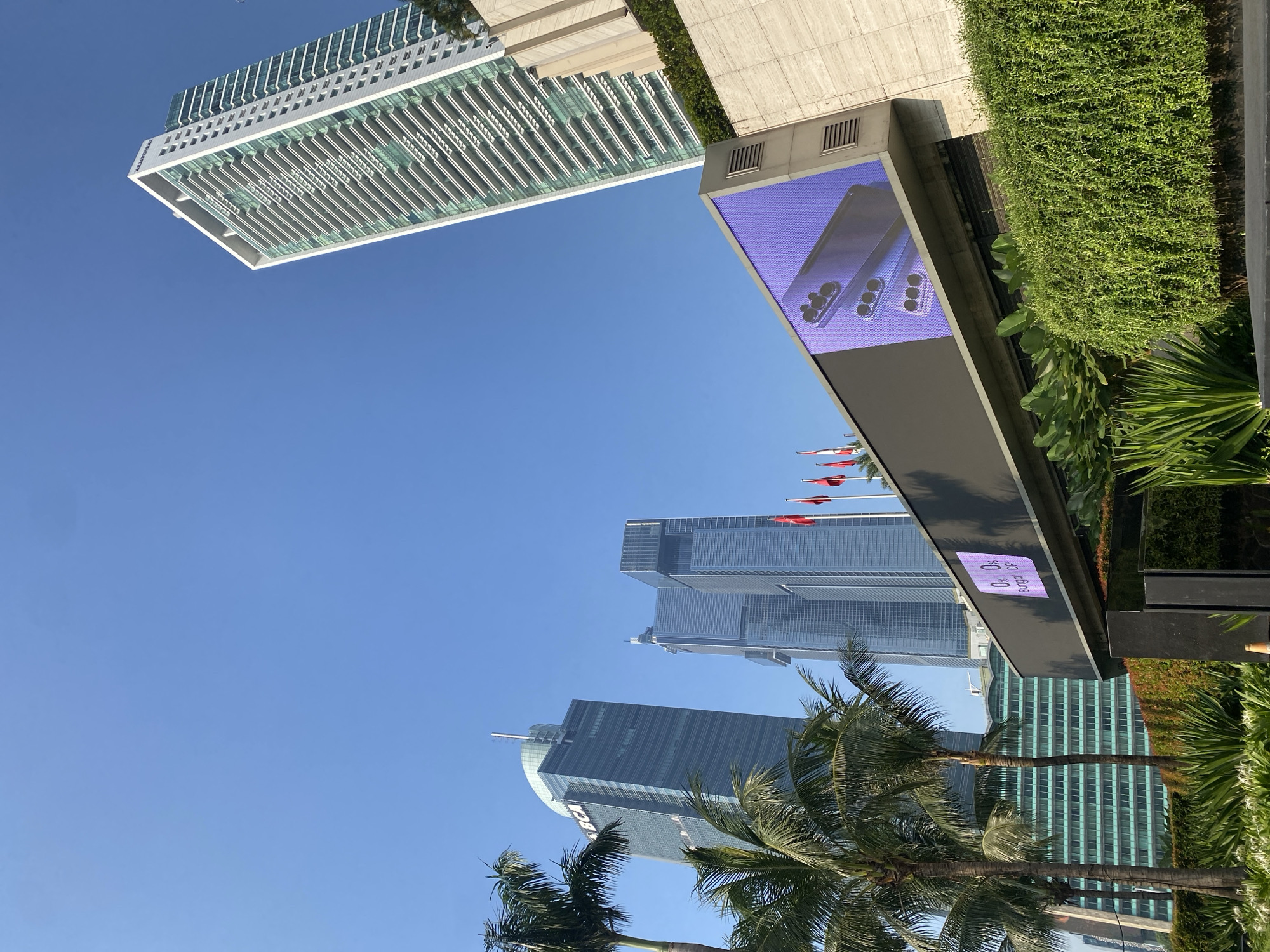 Urban landscape documented in Central Jakarta with skyscrapers, palms