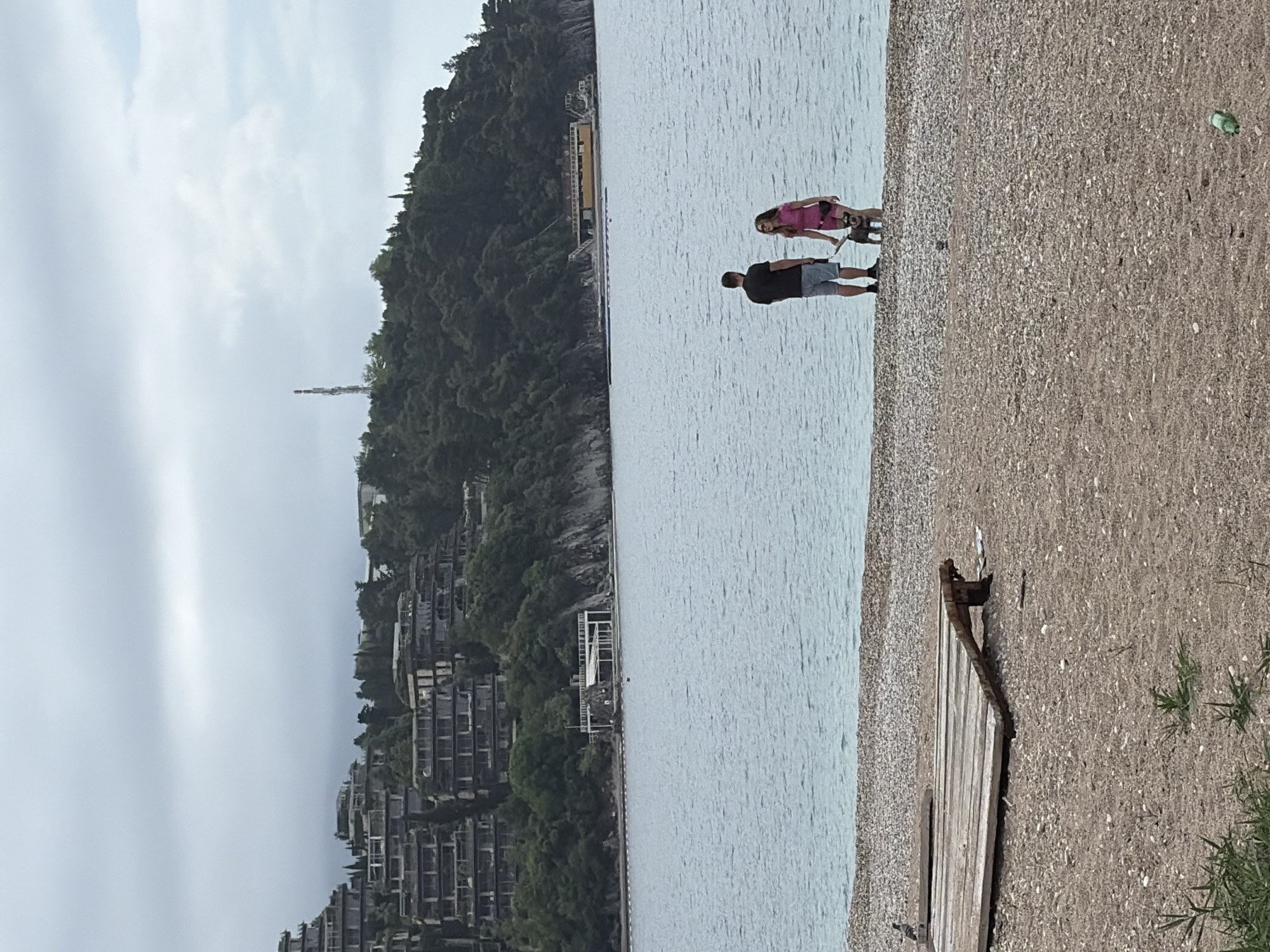 Morning beach activities observed along Budva Montenegro coastline