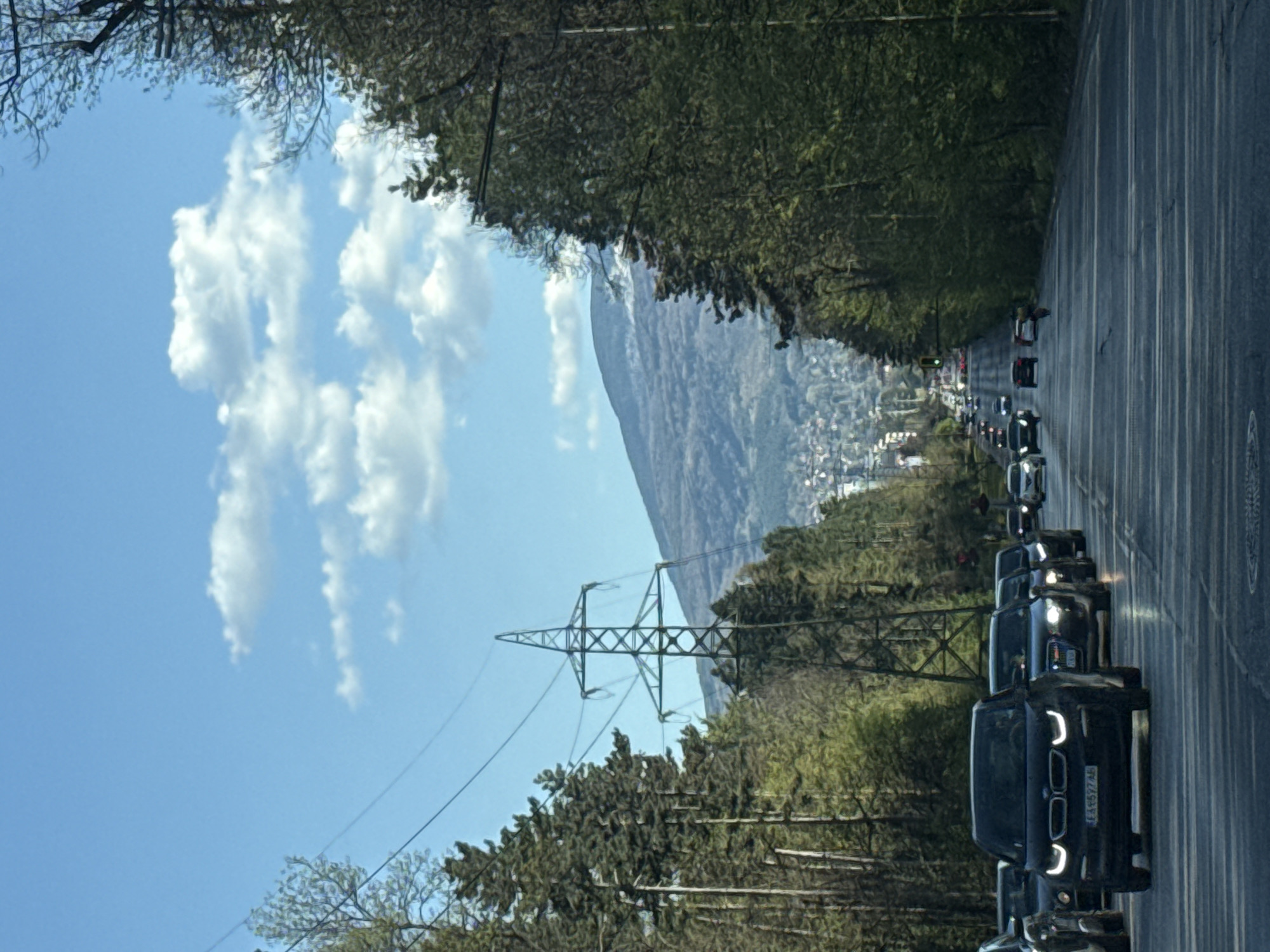 Traffic queue observed on Sofia mountain road descent