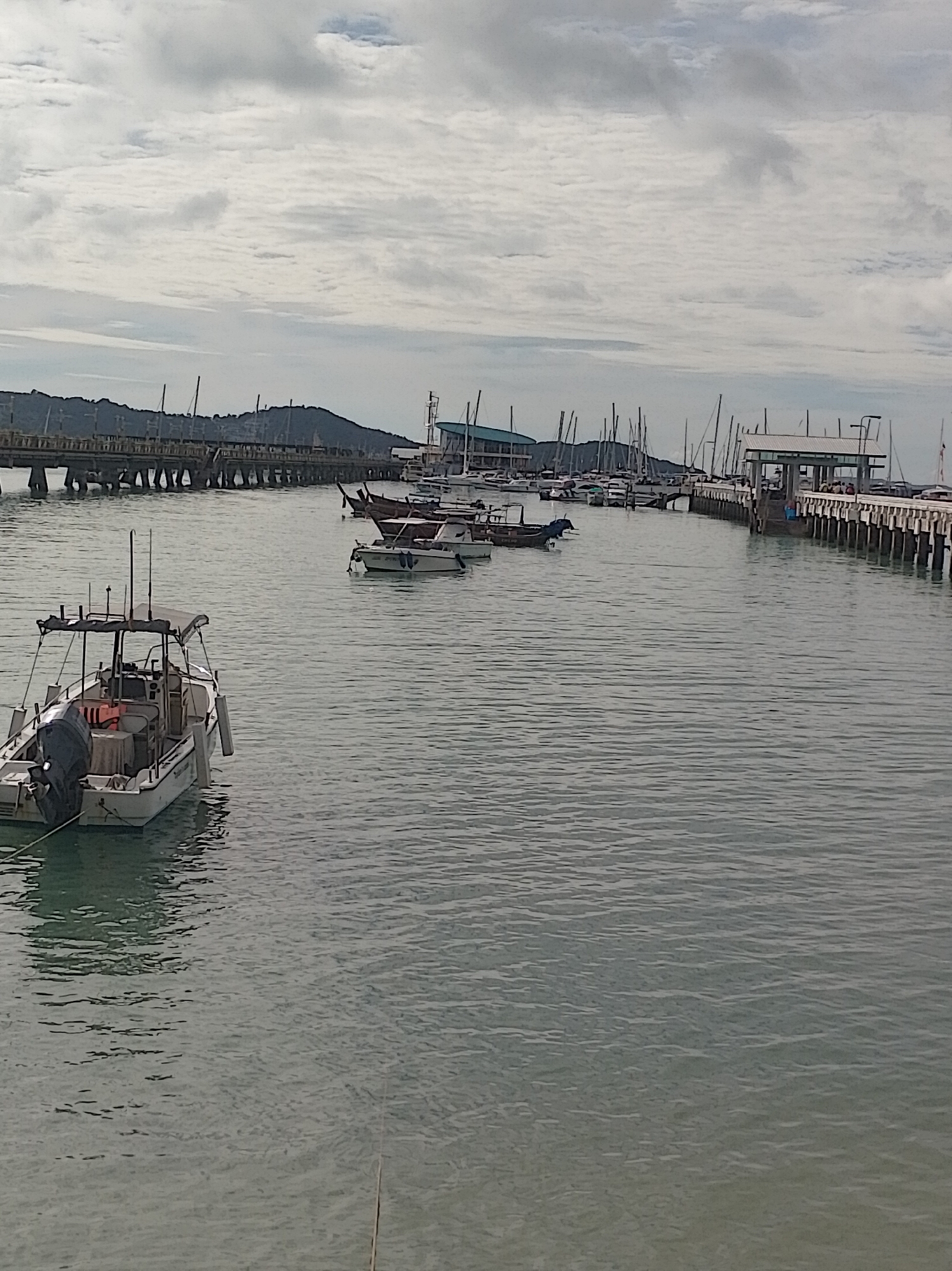 Chalong Pier and harbor on a cloudy afternoon