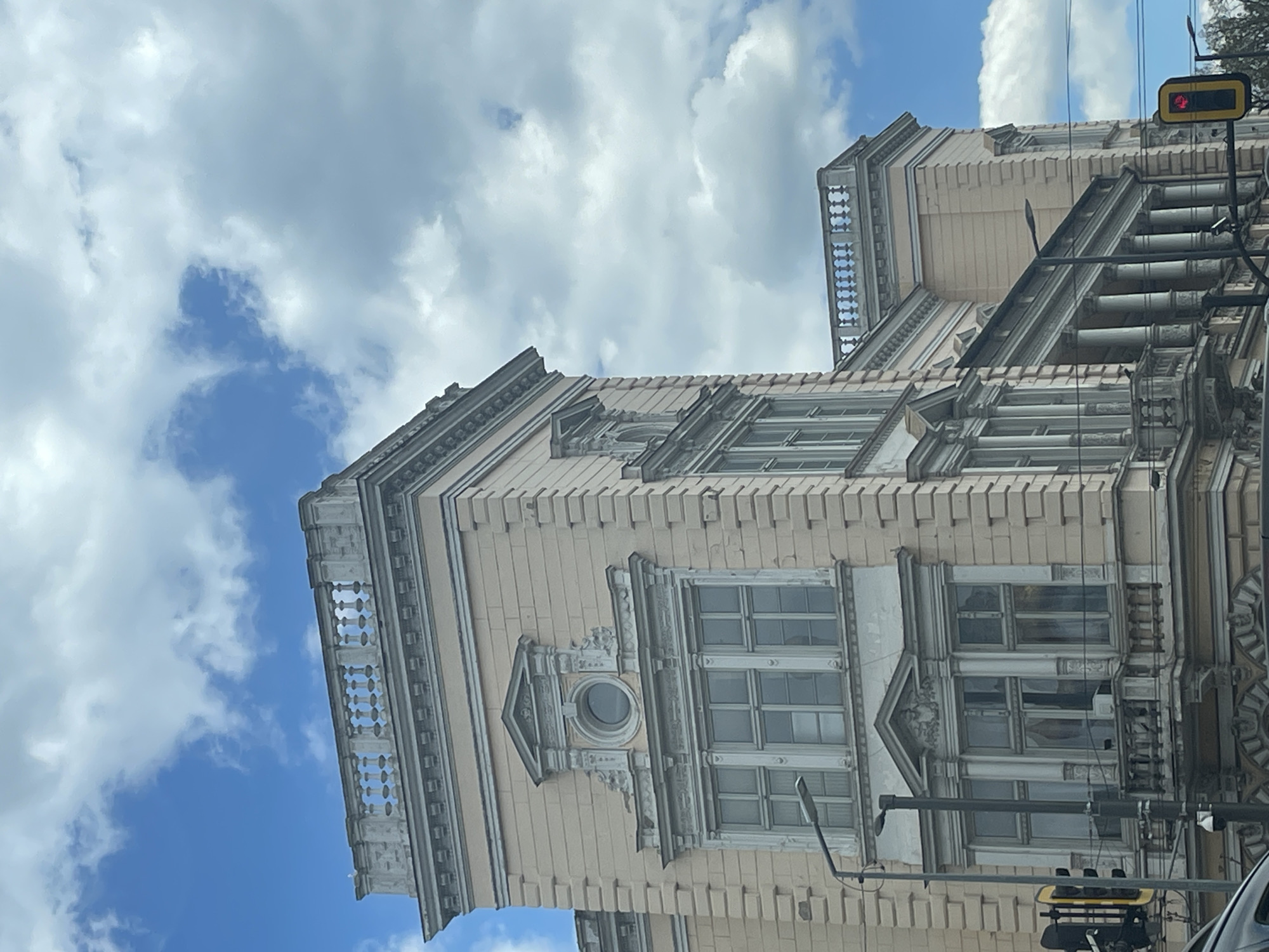Low-angle urban sky view captured in Sofia, Bulgaria