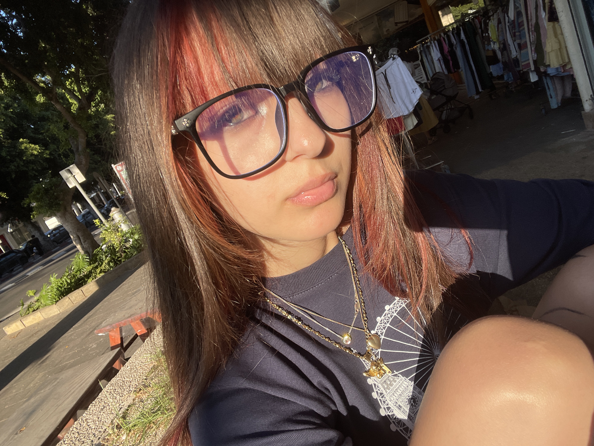 Afternoon selfie session in Raanana, glasses and graphic tee