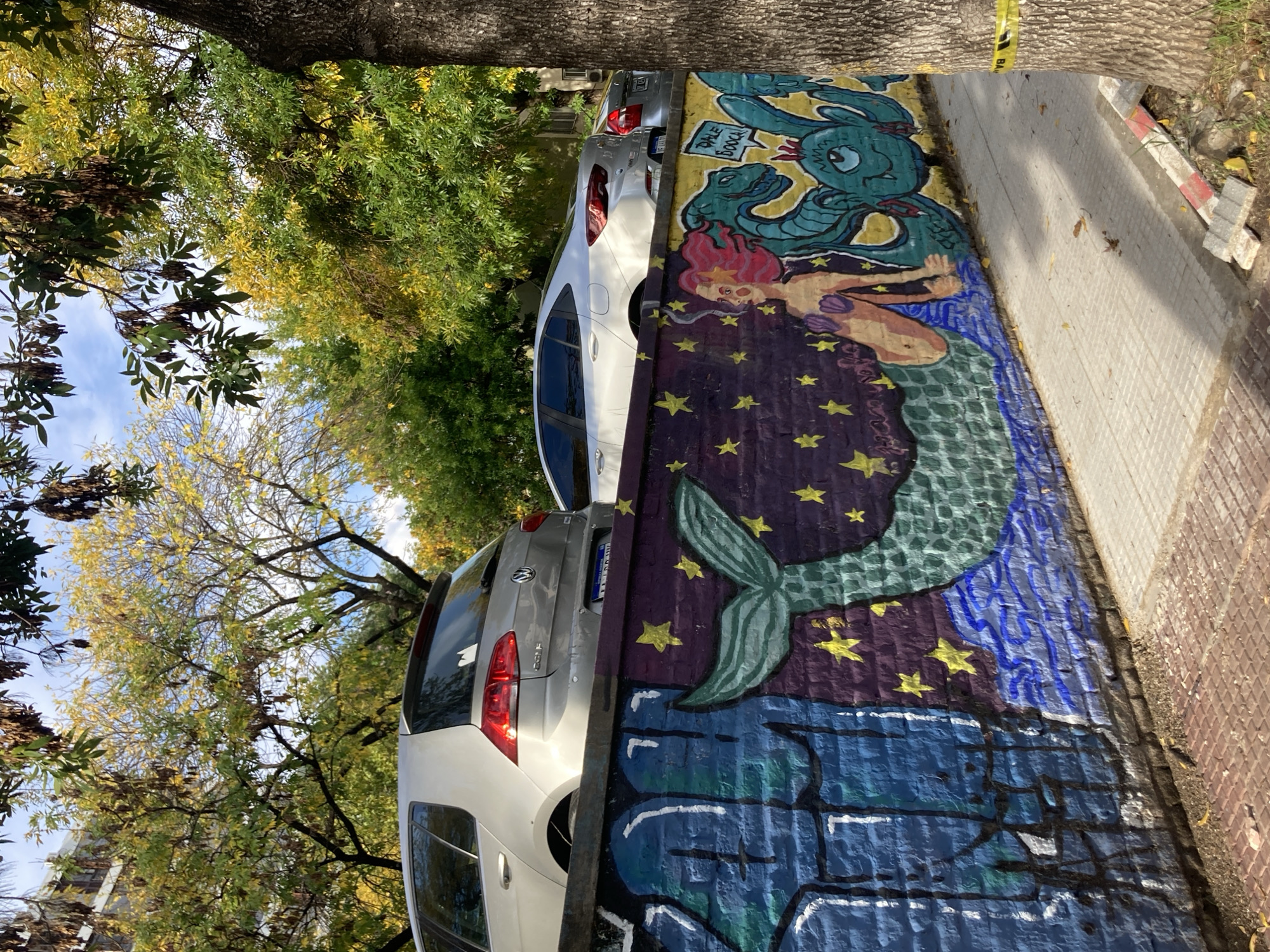 Urban street art and traffic scenes documented Friday evening