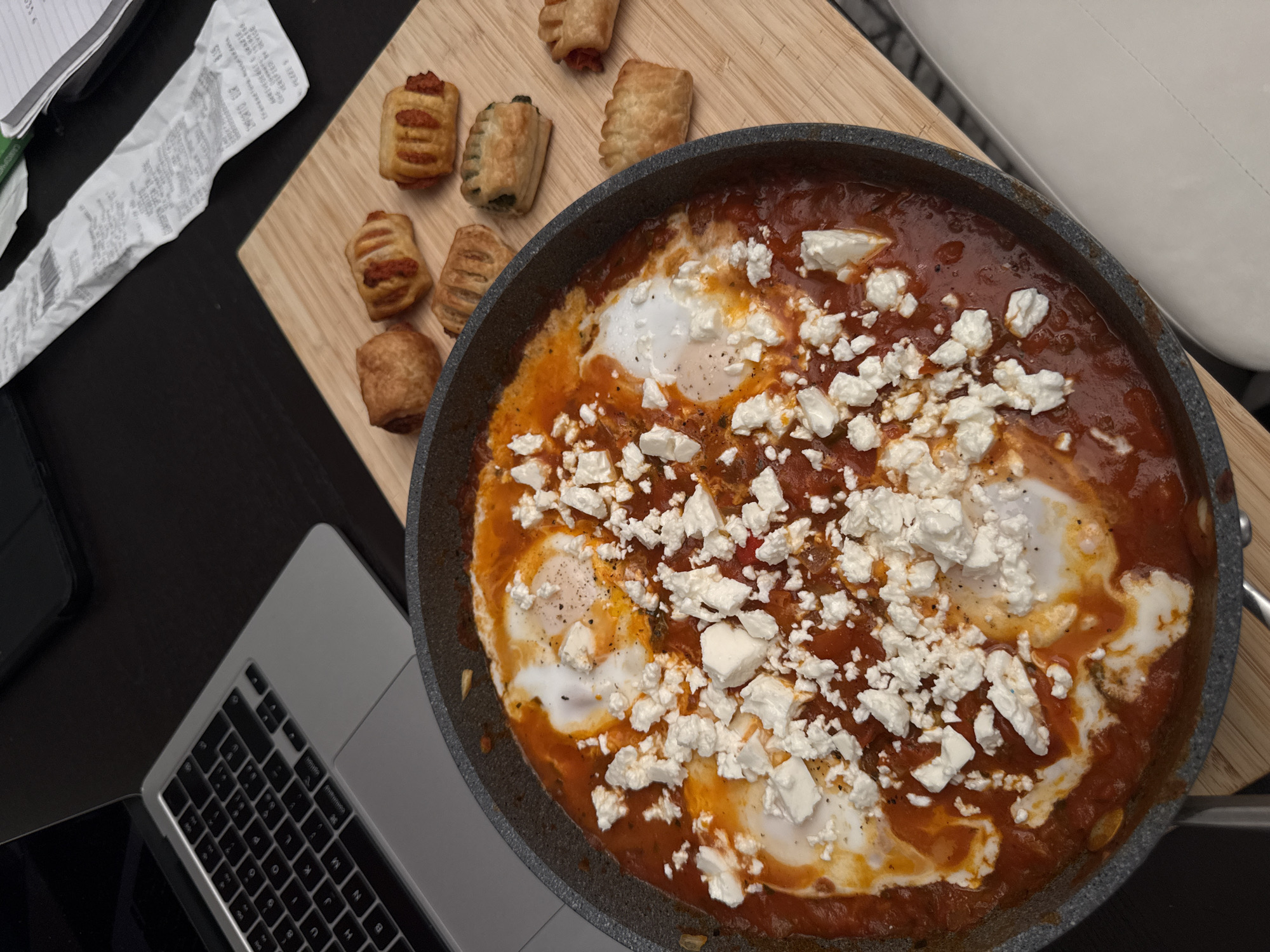 Home cook prepares shakshuka dish in Milan kitchen
