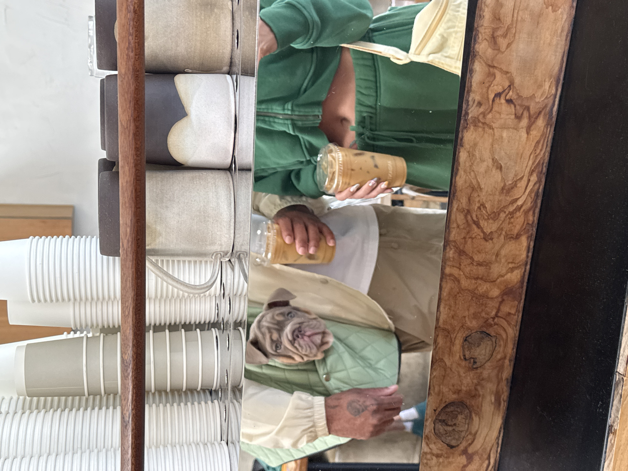 Person and dog spotted in LA cafe mirror reflection