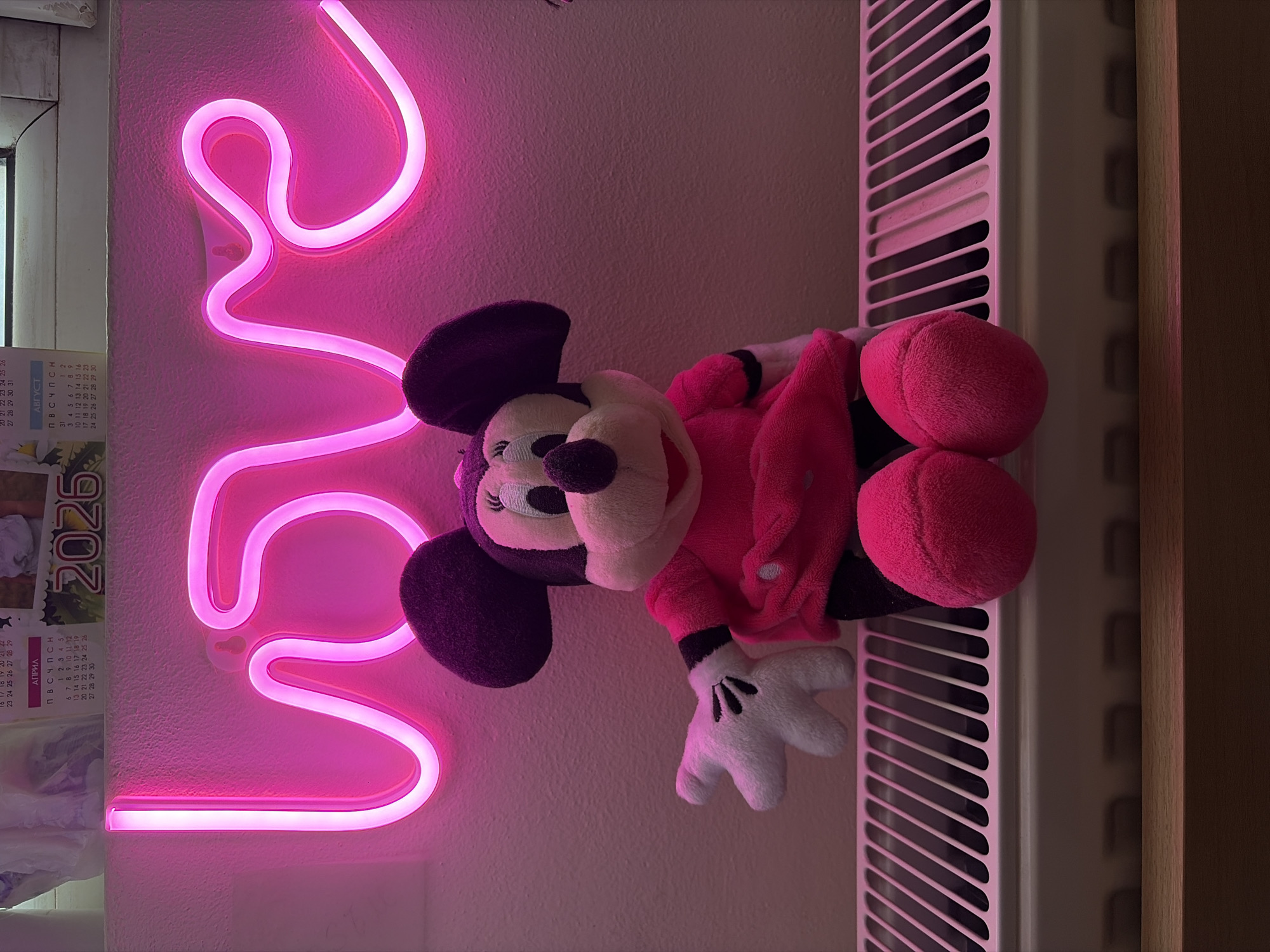 Sofia resident documents pink neon love sign display