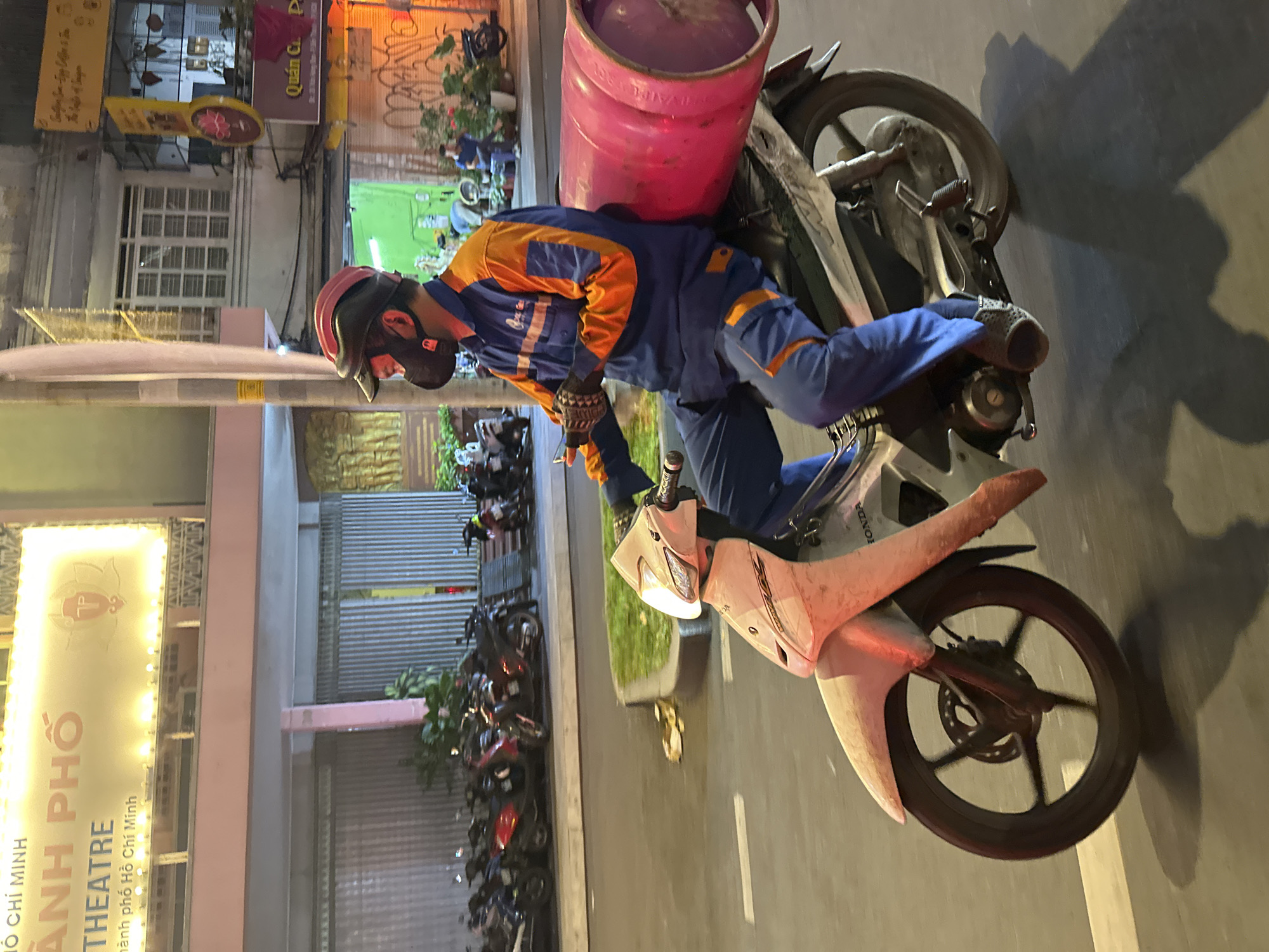 Nighttime motorcycle traffic jam in Thủ Đức, Vietnam