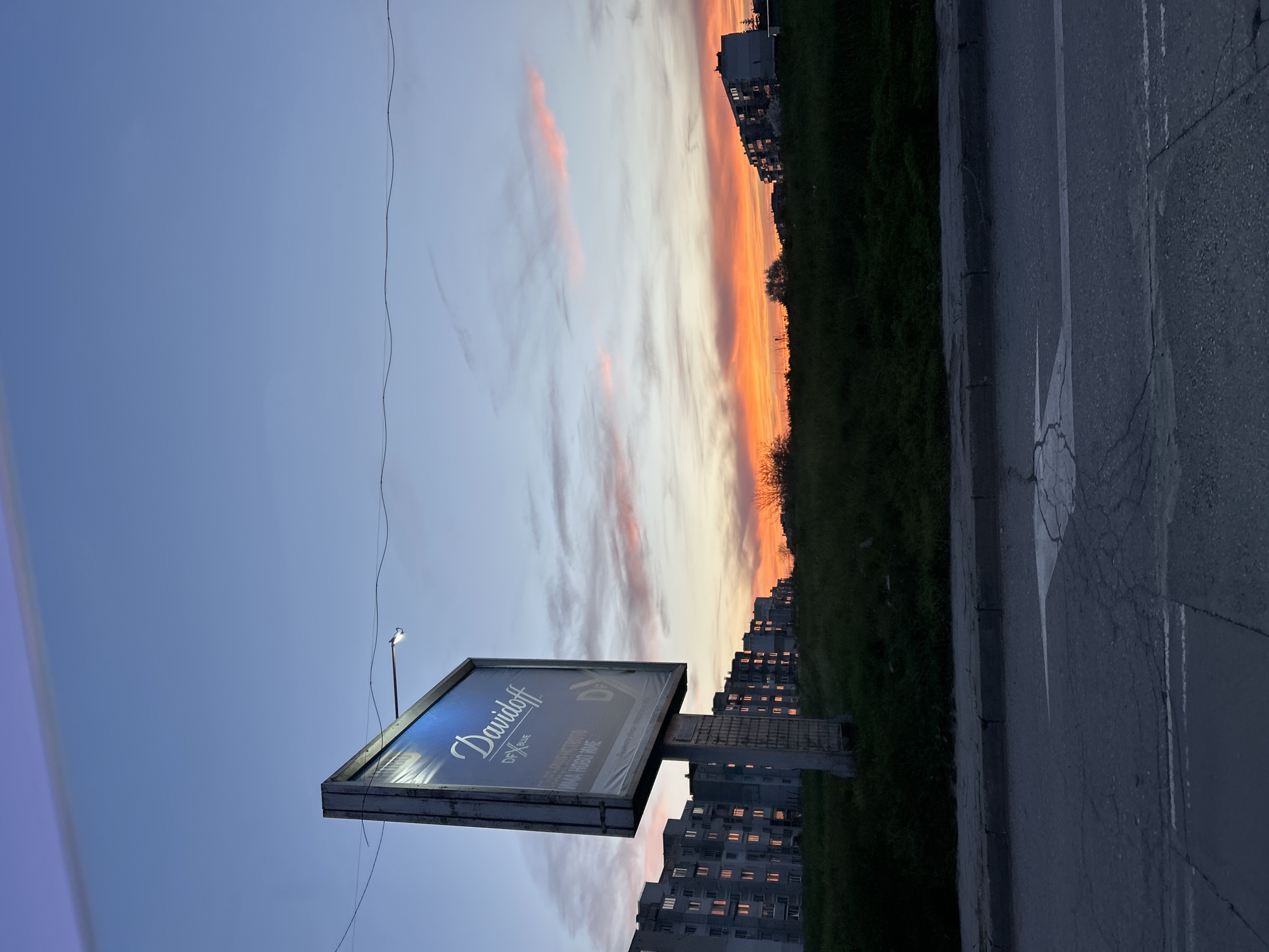 Sunset street scene captured in Varna, Bulgaria