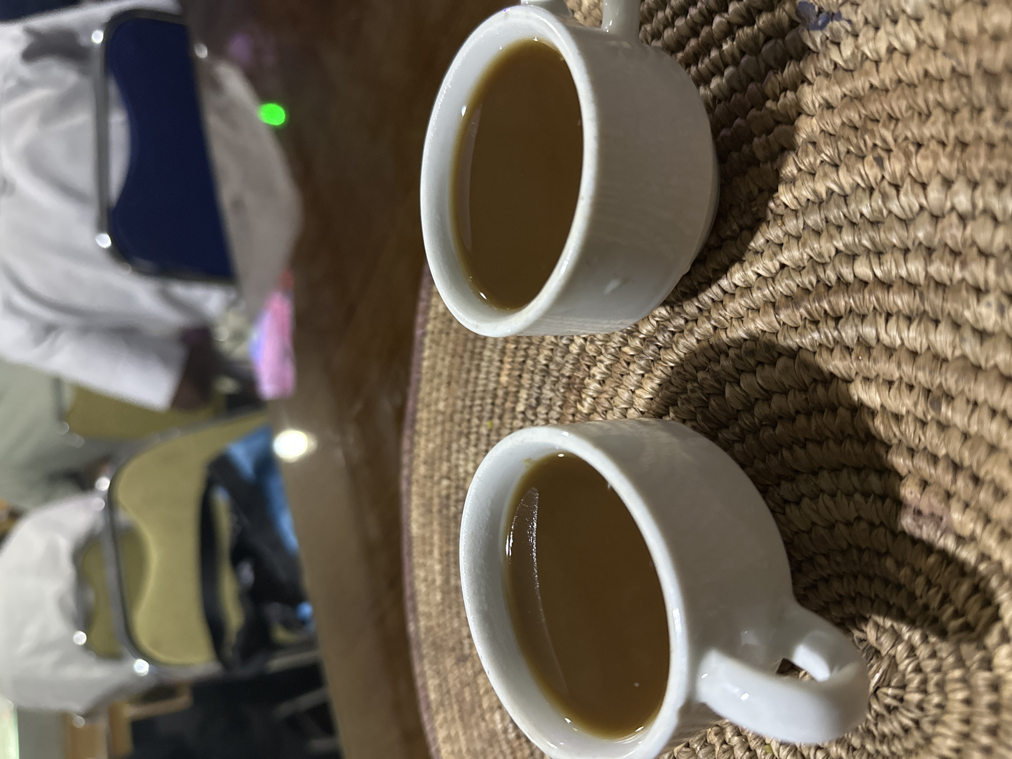 Coffee and ambient lighting inside a casual Dandagoro spot