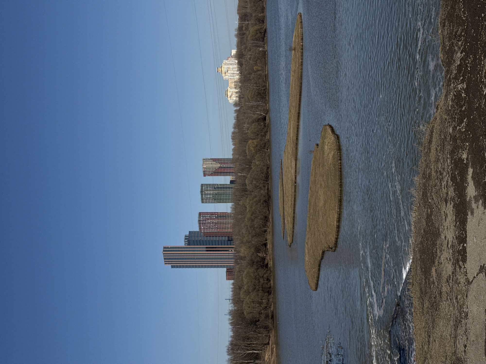 Moscow riverfront landscape captured with high-rises and islands