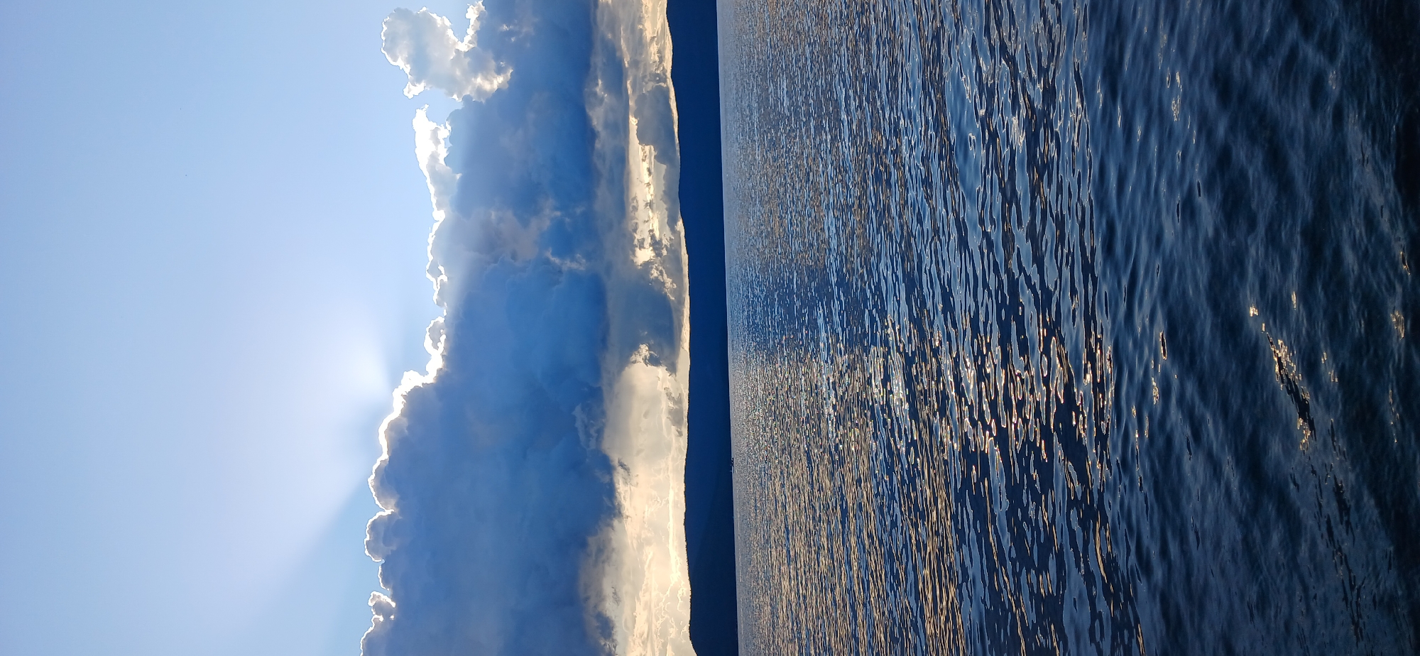 Lake Turgoyak shore and water on a summer afternoon