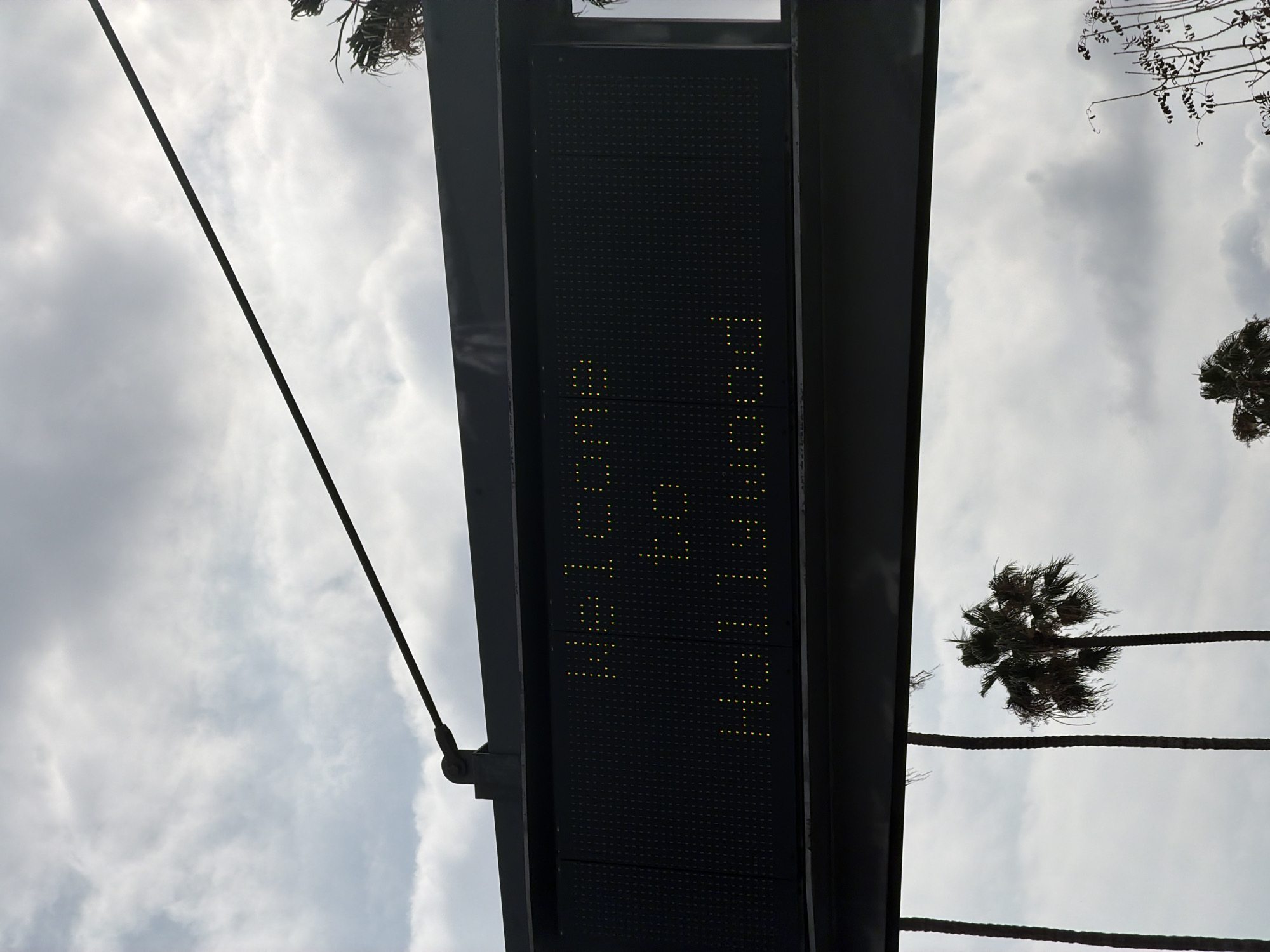Electronic sign shows Hollywood time in Los Angeles