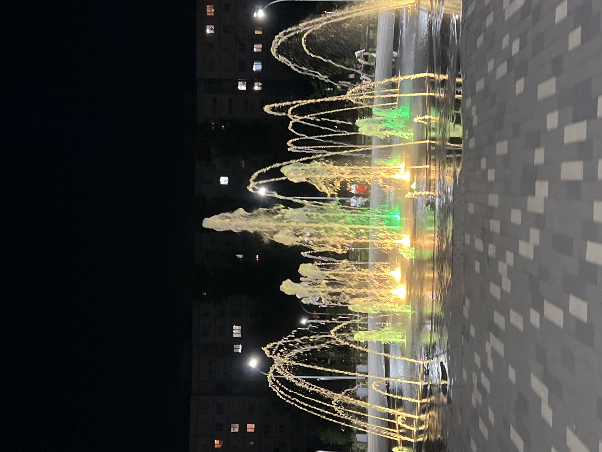 Illuminated fountain lights up Festival Park in Balakovo at night